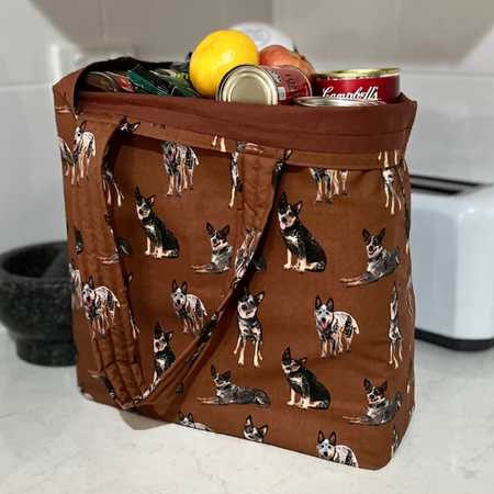 Grocery Tote ... Lined with storage pouch ... Kelpie