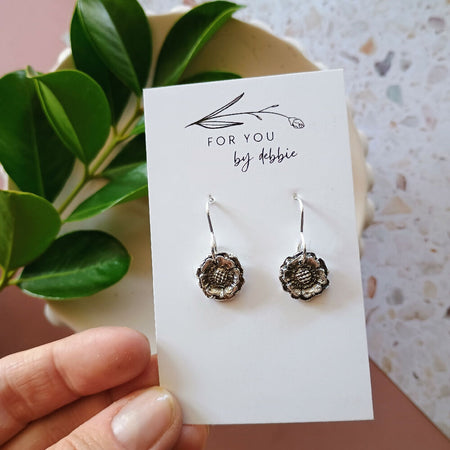 Fine silver earrings- flower