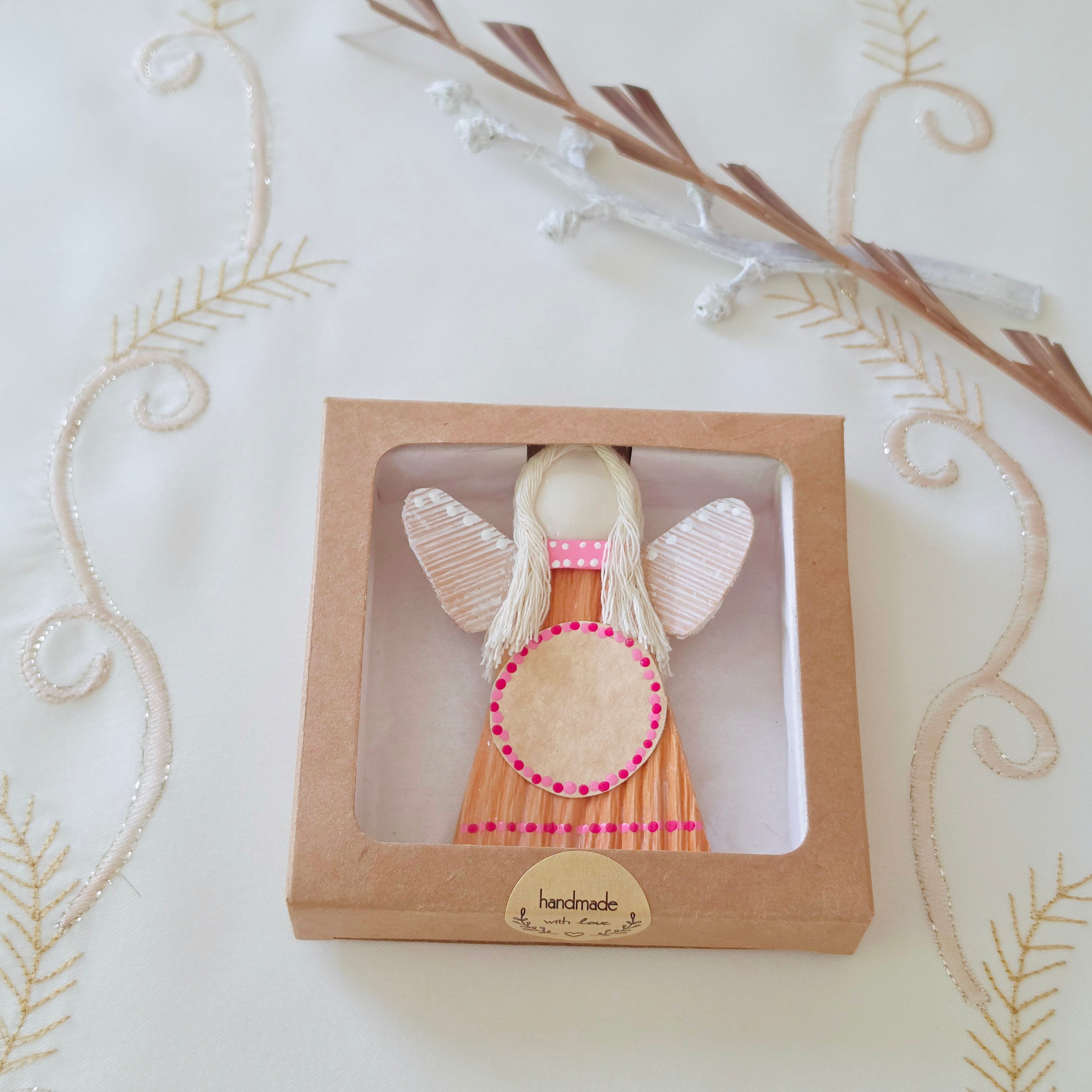Hello - Palm Angel Ornament Gift Pack, pink and fuchsia dots r