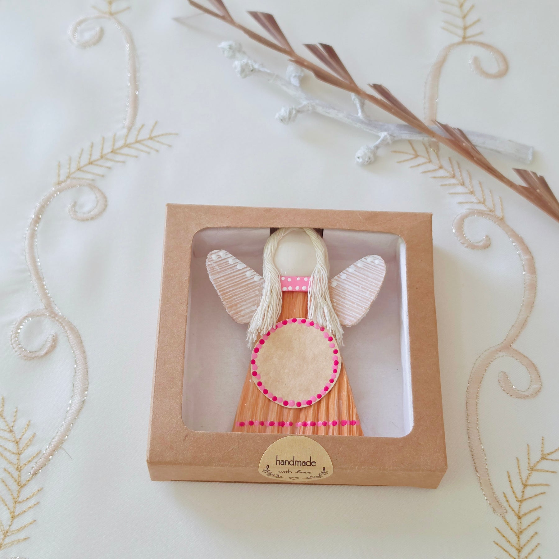 Hello - Palm Angel Ornament Gift Pack, pink and fuchsia dots r
