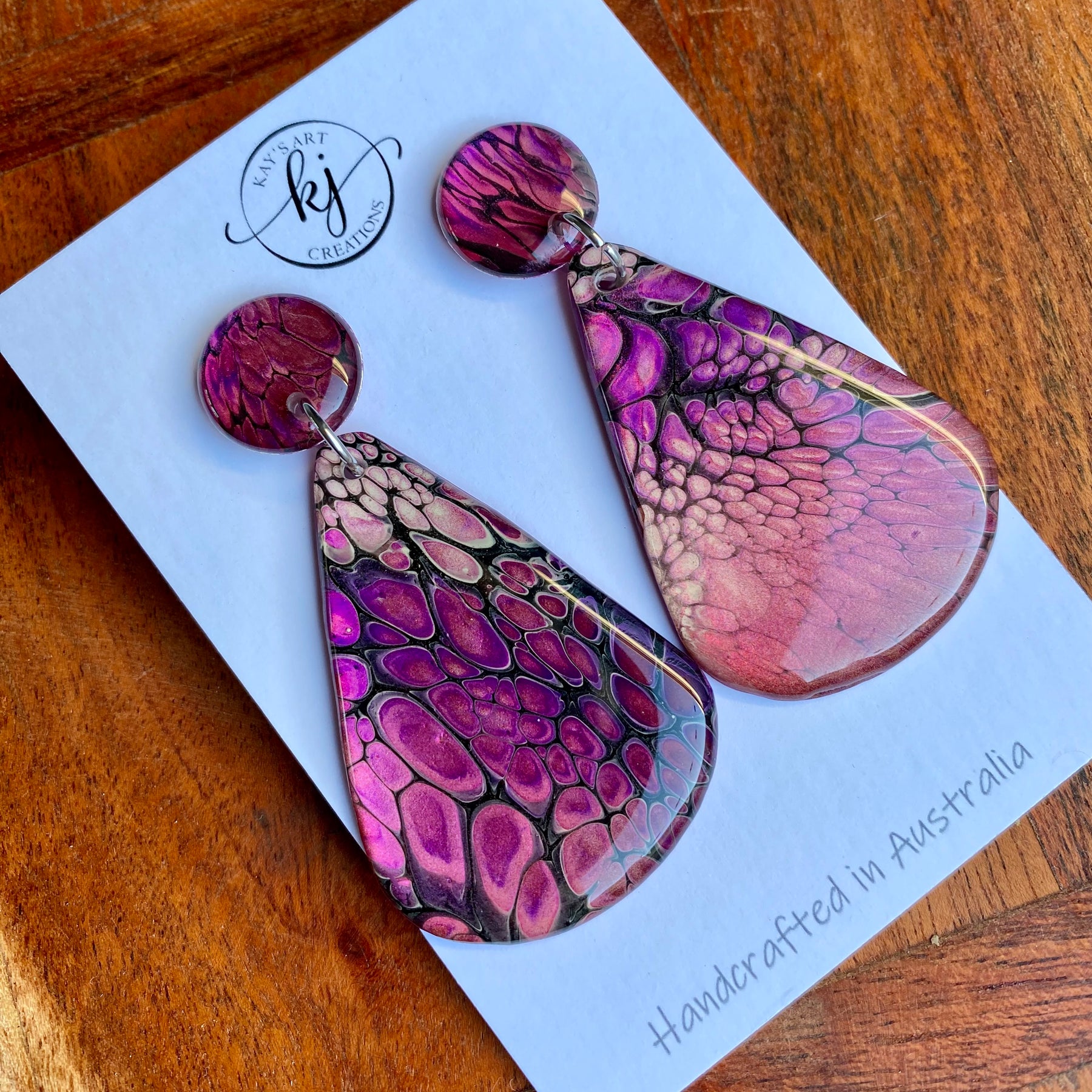 Teardrop Artisan Stud Dangle Earrings