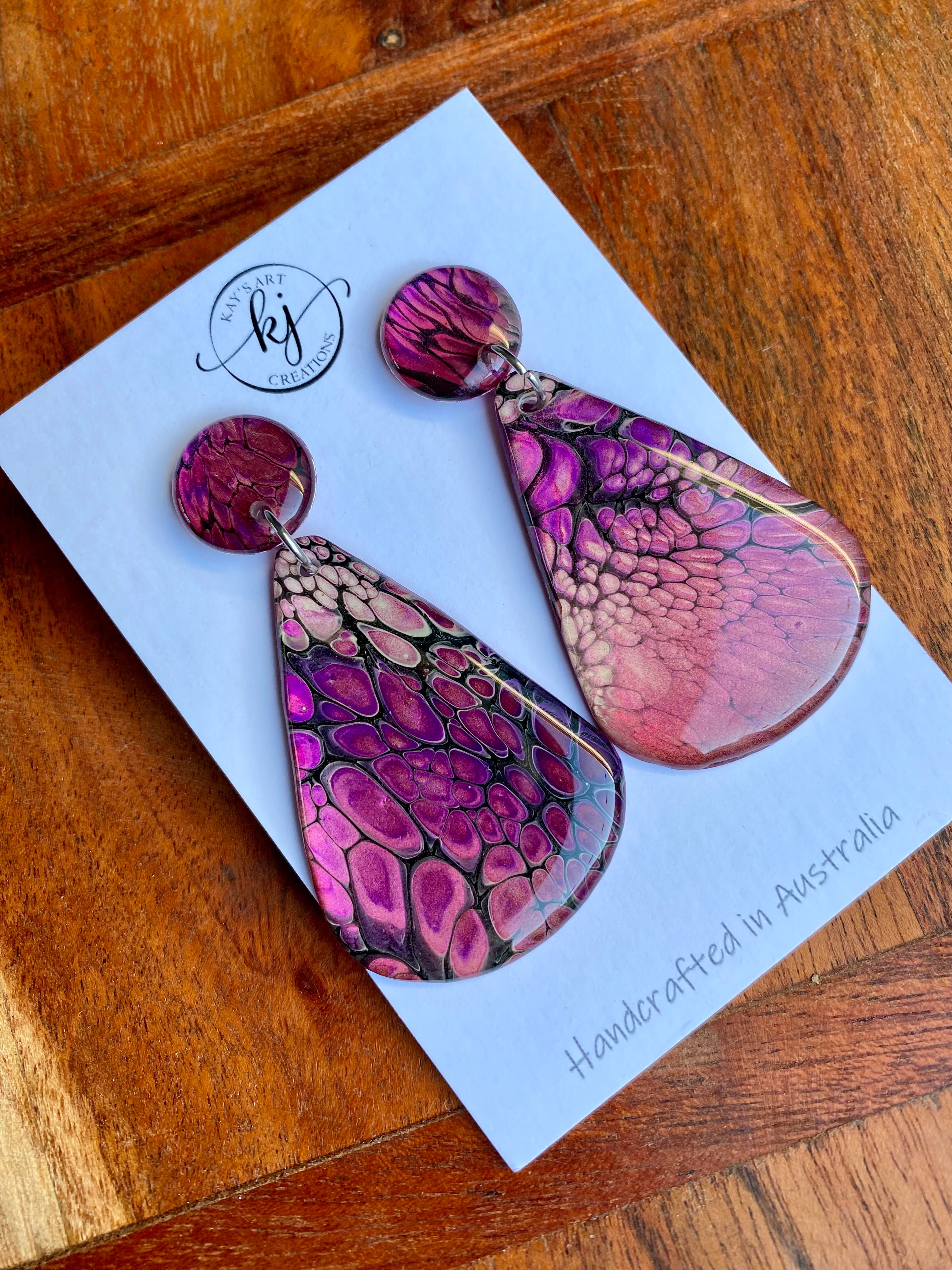 Teardrop Artisan Stud Dangle Earrings