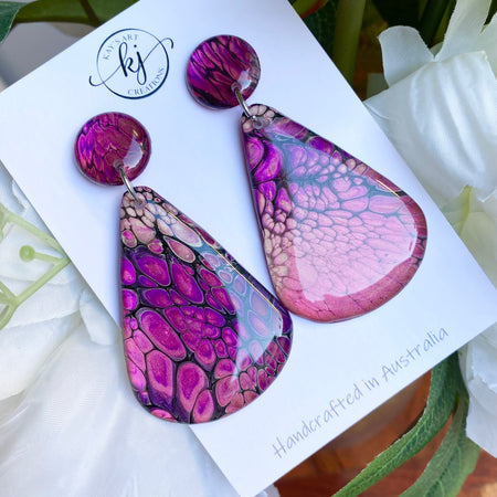 Teardrop Artisan Stud Dangle Earrings