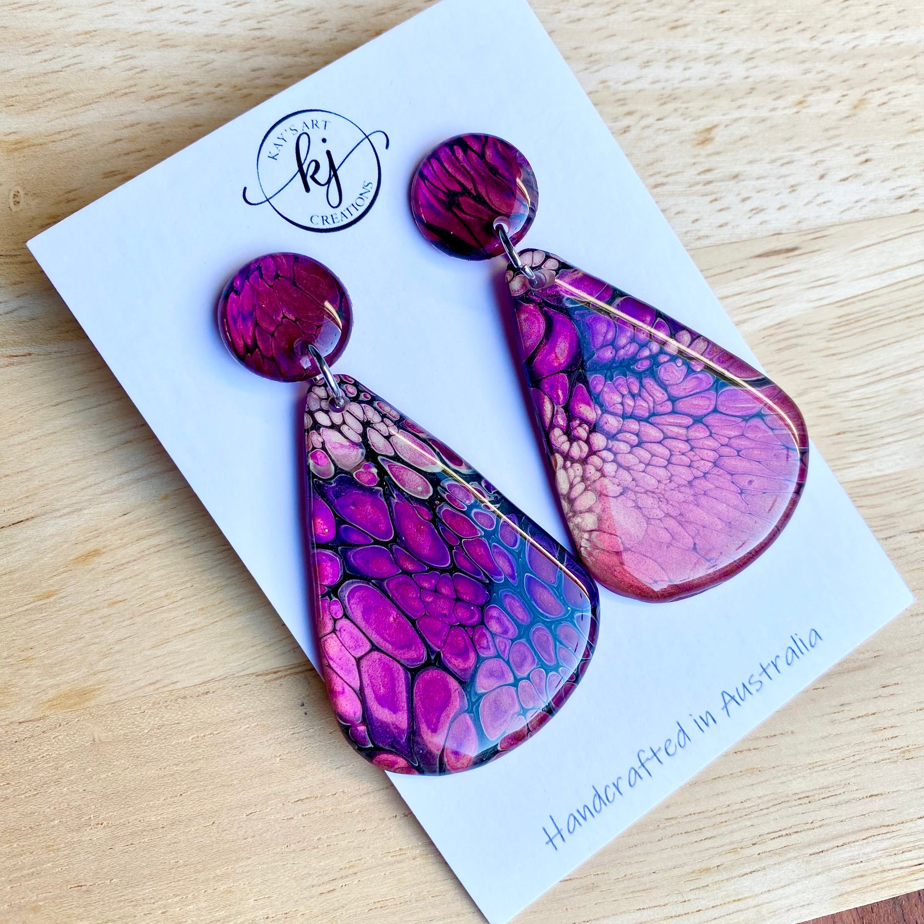Teardrop Artisan Stud Dangle Earrings