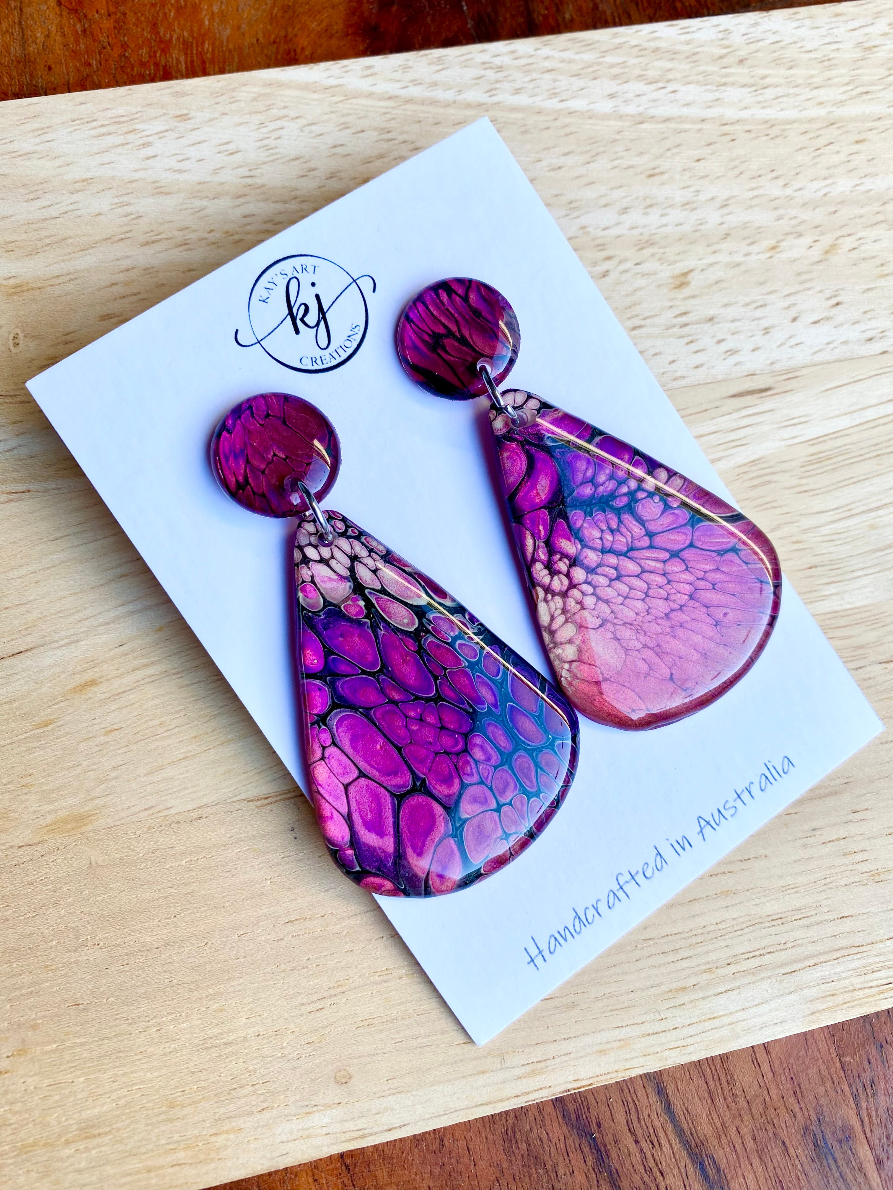 Teardrop Artisan Stud Dangle Earrings