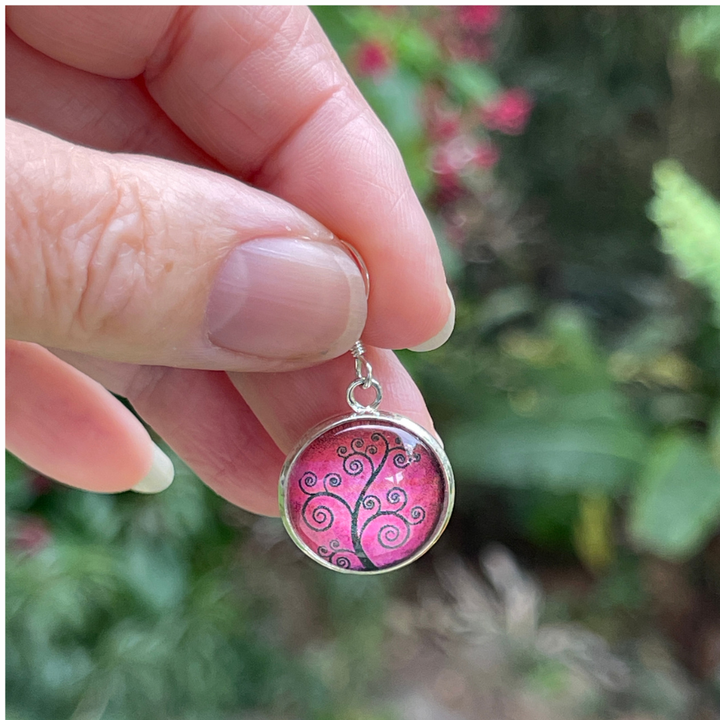 Magenta Pink Swirl Tree of Life Earrings • Vivid Quirky Fun Earrings