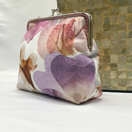 Square kiss-lock frame purse - pressed flowers print