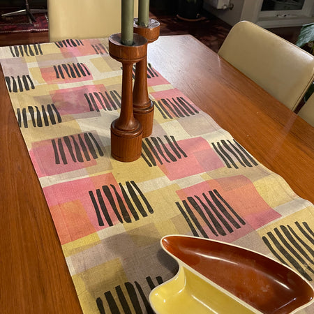Table runner - Gold rose and grey lines