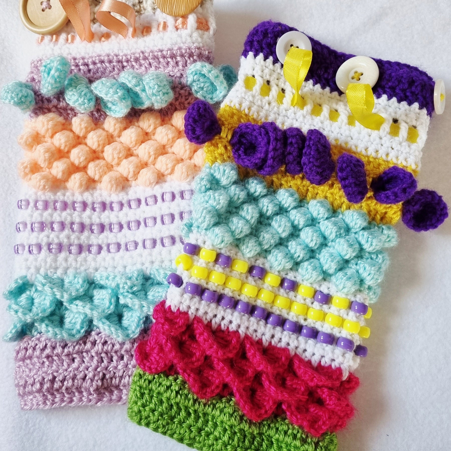 Handmade Crochet Wrist Cuff - Sensory Toy, Anxiety Relief, Alzheimer, Elderly, Educational - 2 colour variations - BB34