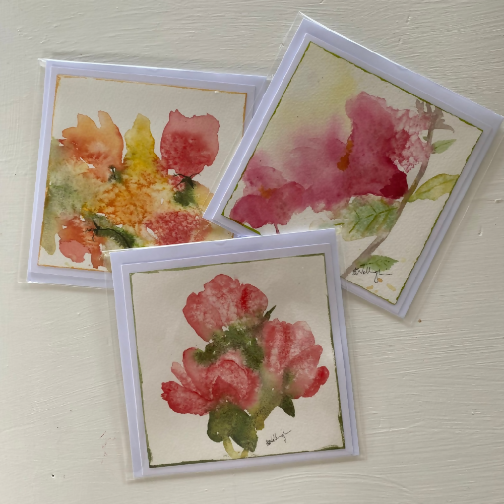 Handmade Original Watercolour Cards(set of 3)