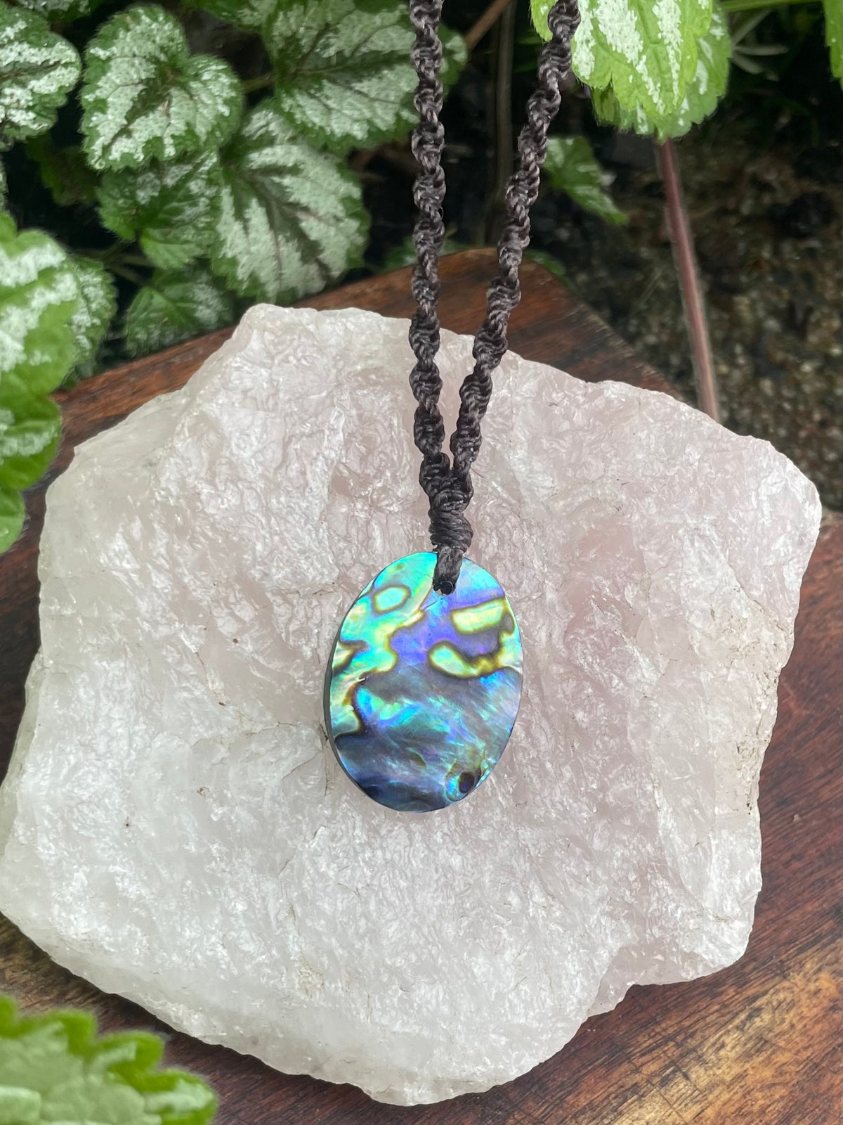 Abalone Shell Pendant, Macrame necklace adjustable, boho