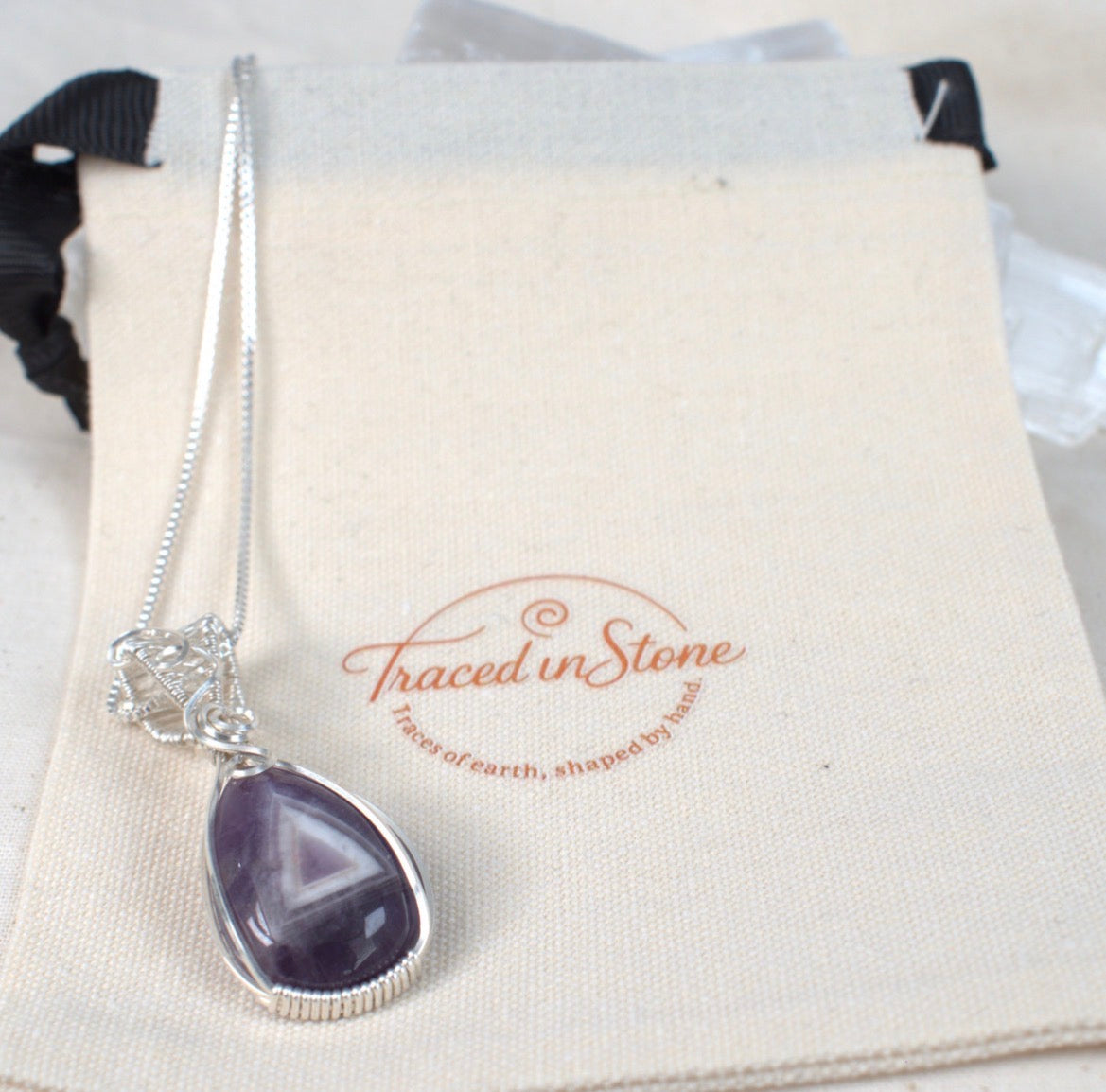 Violet Gateway - Chevron Amethyst Wire Wrapped Pendant