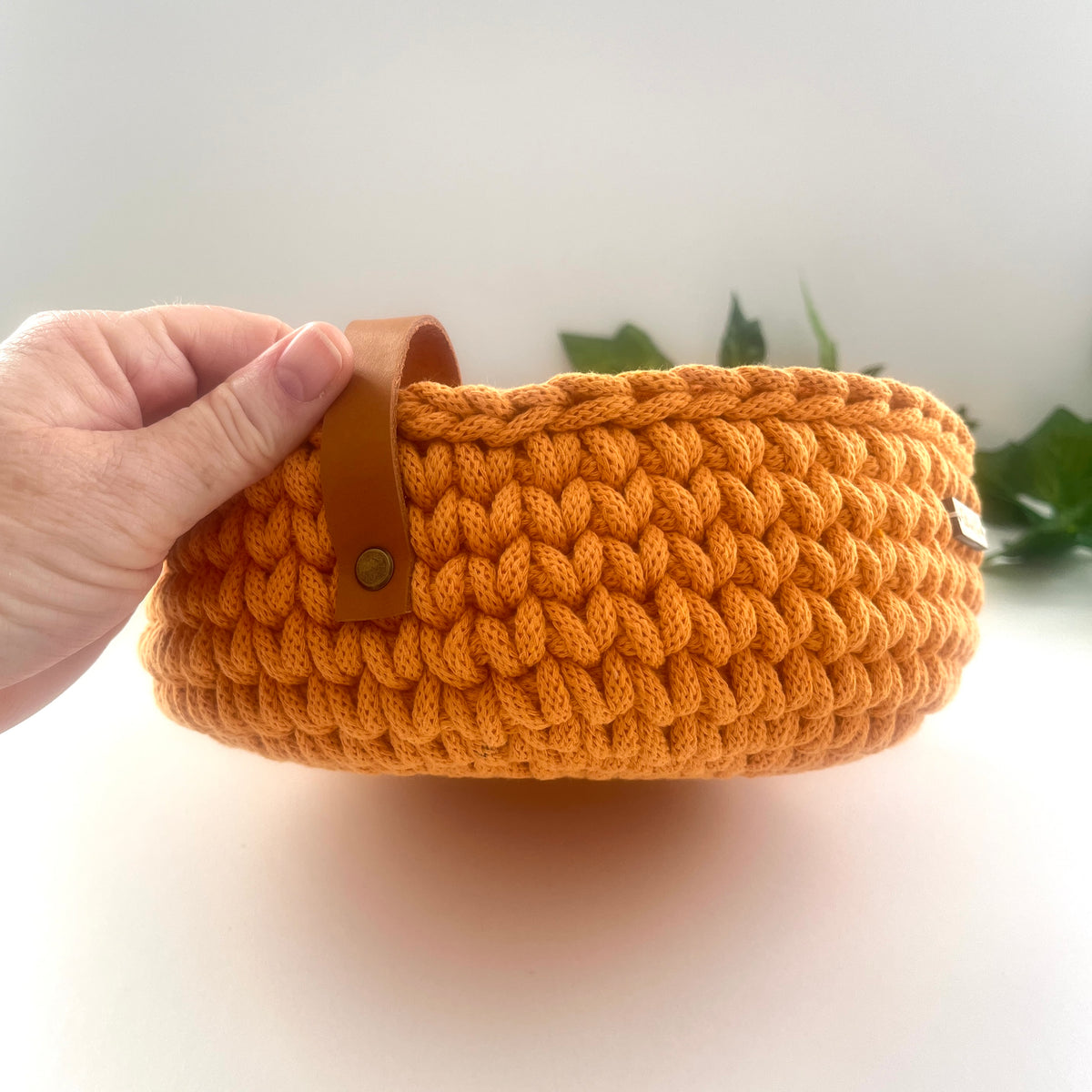 Crochet basket with handles - colour Orange