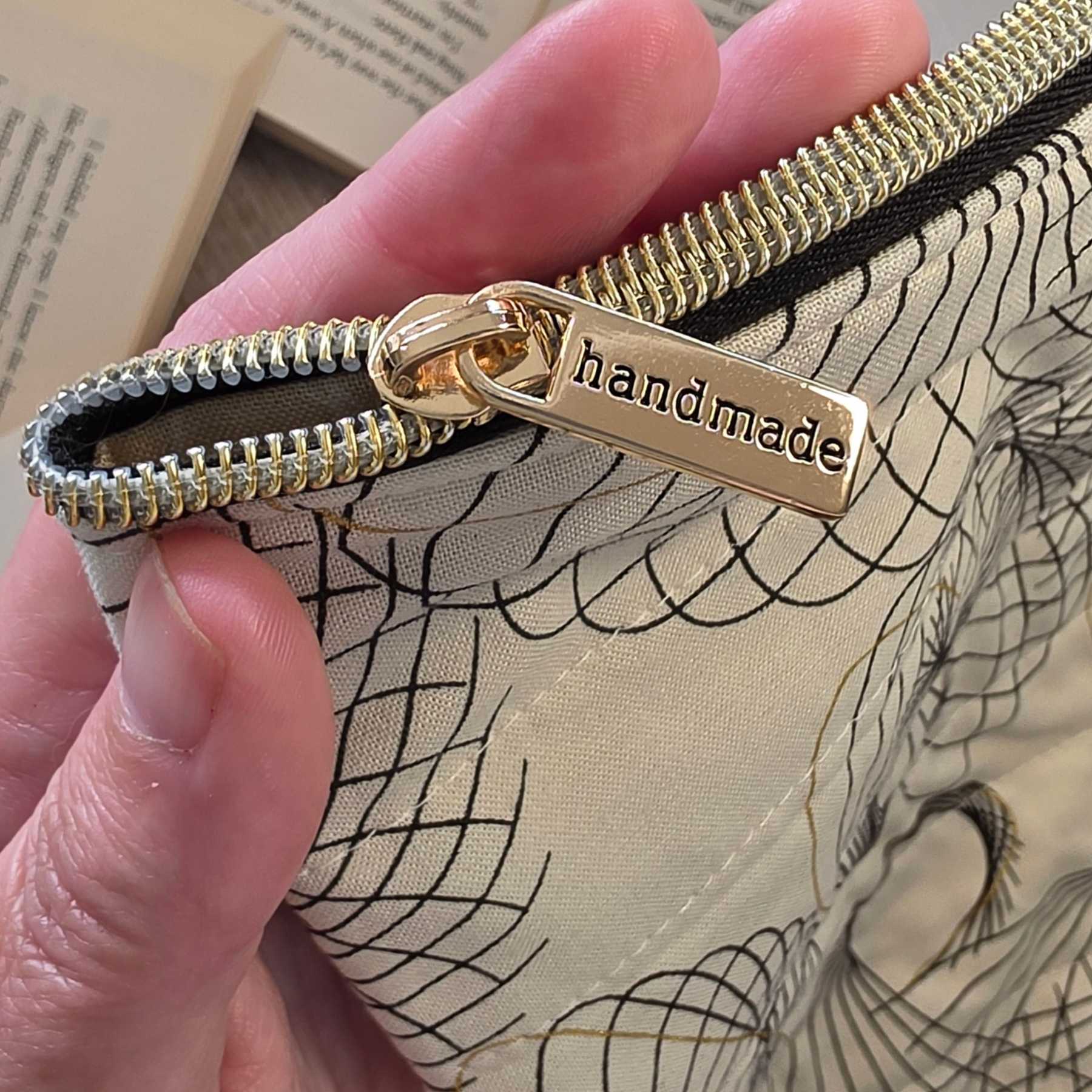 Neutral Geometric designs - book or 11" tablet sleeve, handmade