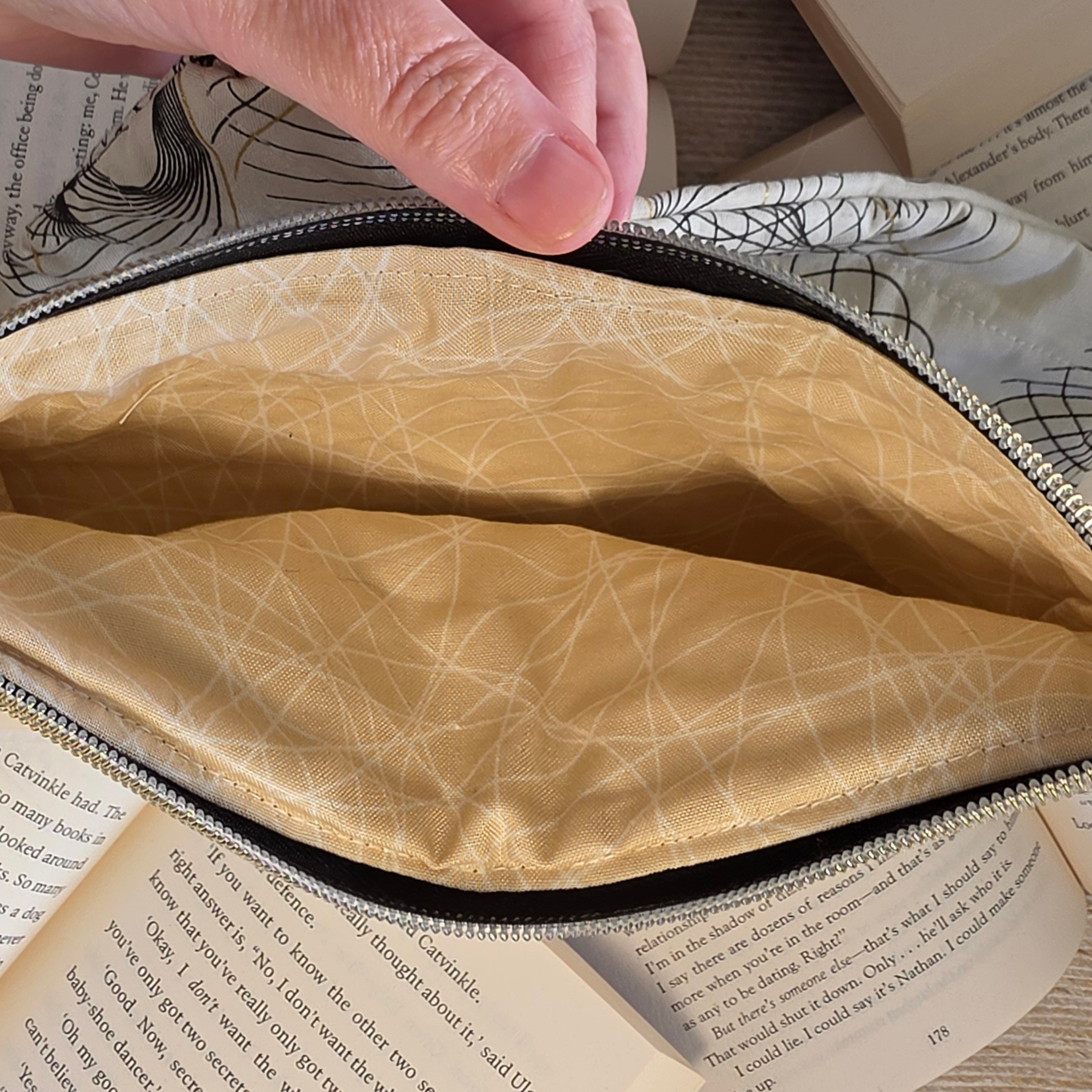 Neutral Geometric designs - book or 11" tablet sleeve, handmade