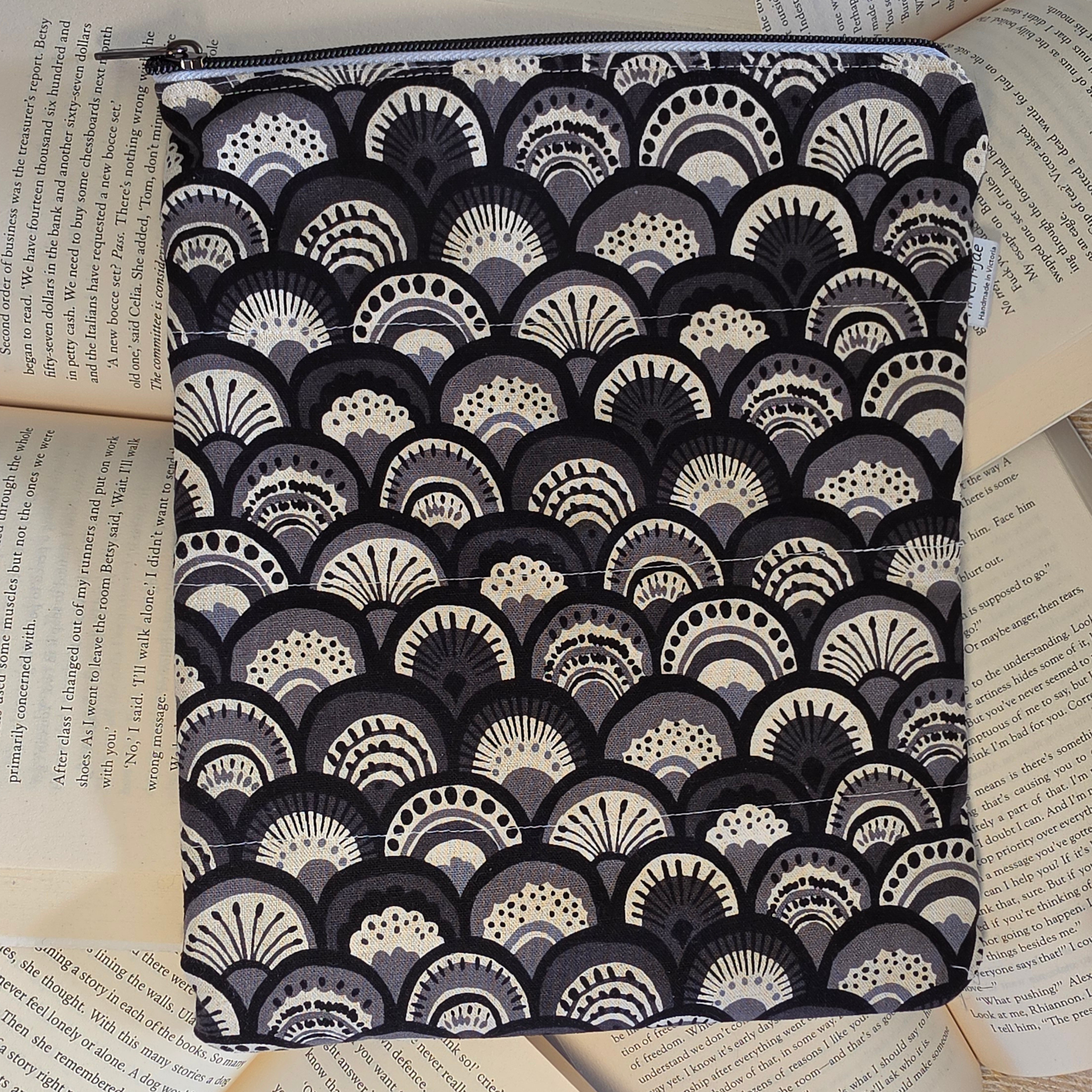 Neutral Geometric designs - book or 11" tablet sleeve, handmade