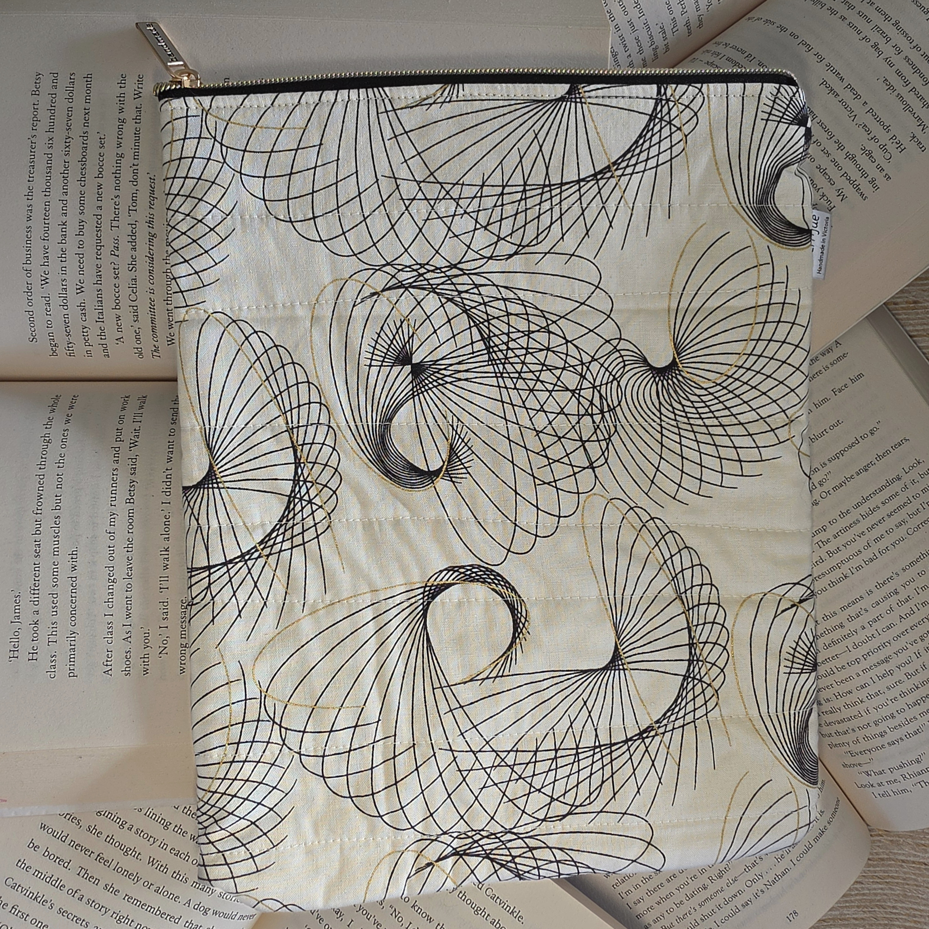 Neutral Geometric designs - book or 11" tablet sleeve, handmade