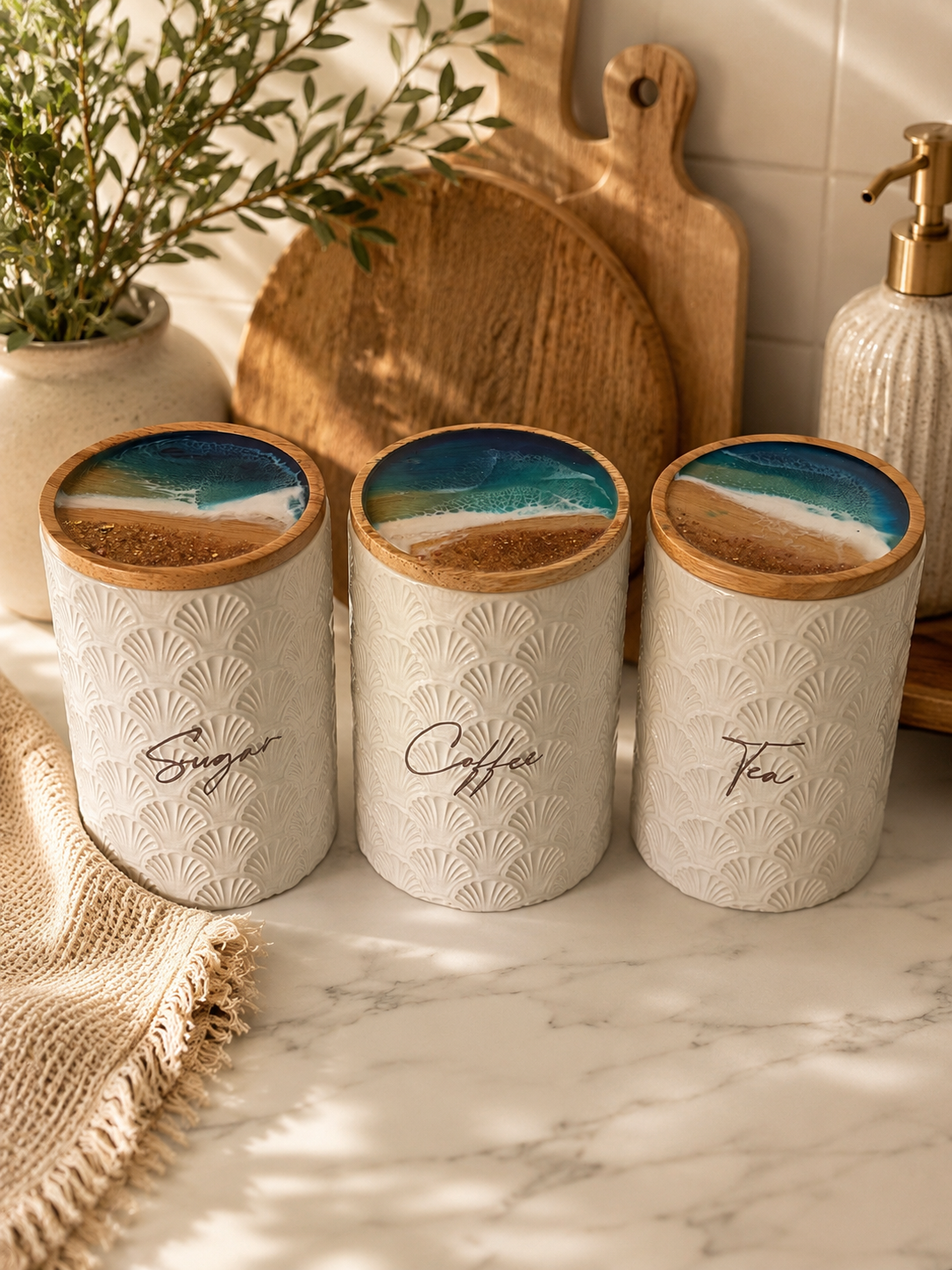 Large beach canisters | canisters | jars | coffee jars | kitchen decor | decorations | gift ideas | Xmas gift | Mother’s Day gift