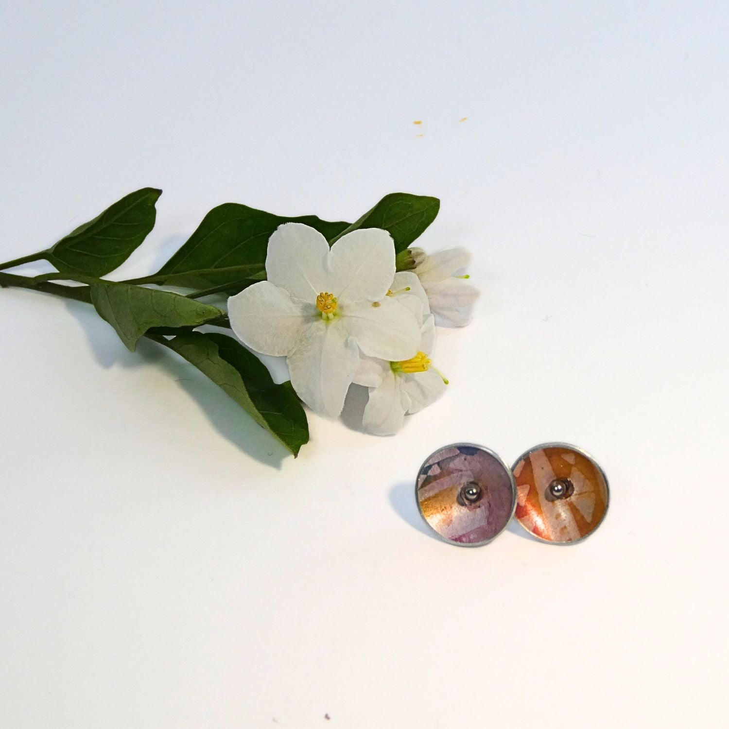 Anodised aluminium stud earrings Aztec Aura Collection