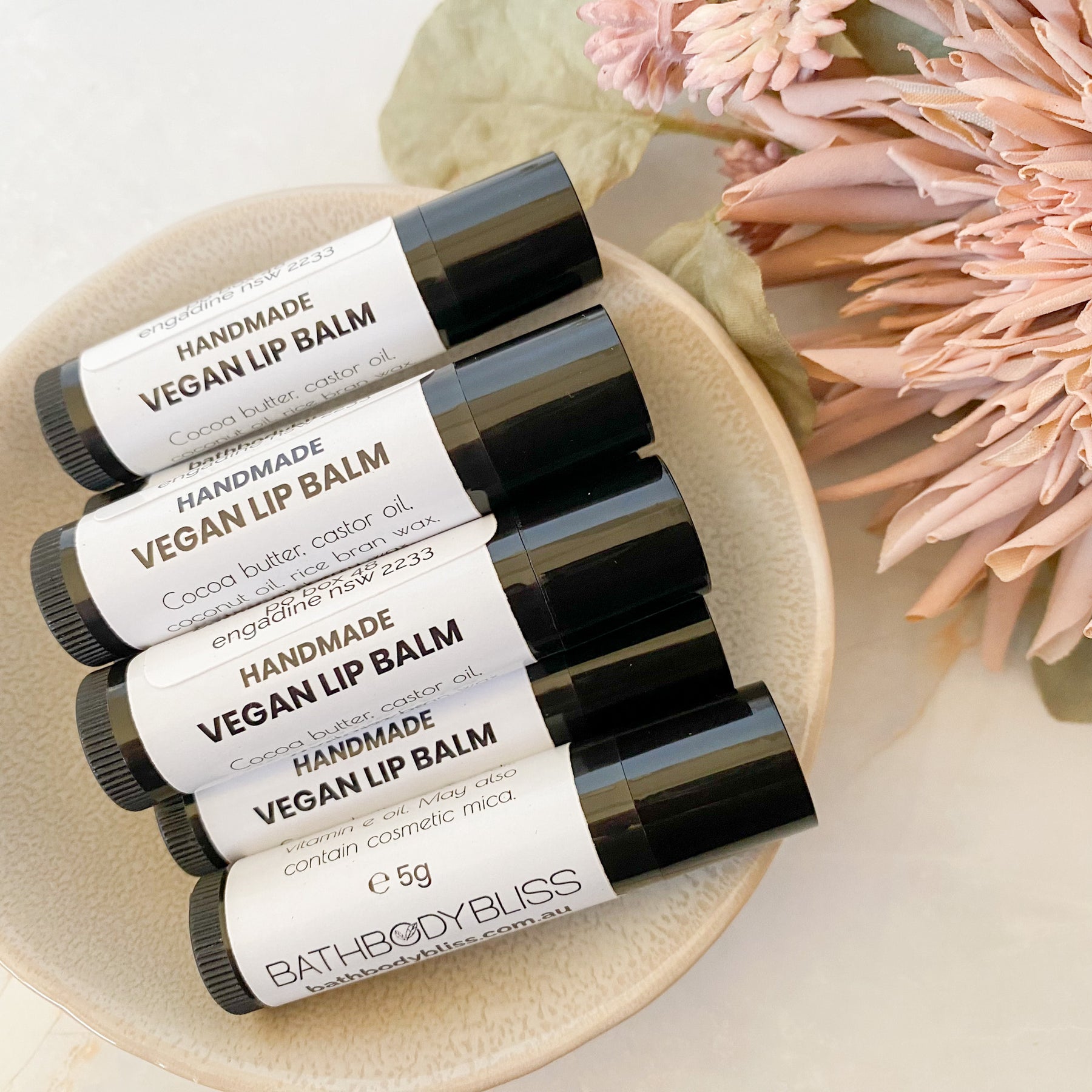 Handmade Beeswax or Vegan Natural Lip Balm with natural flavours