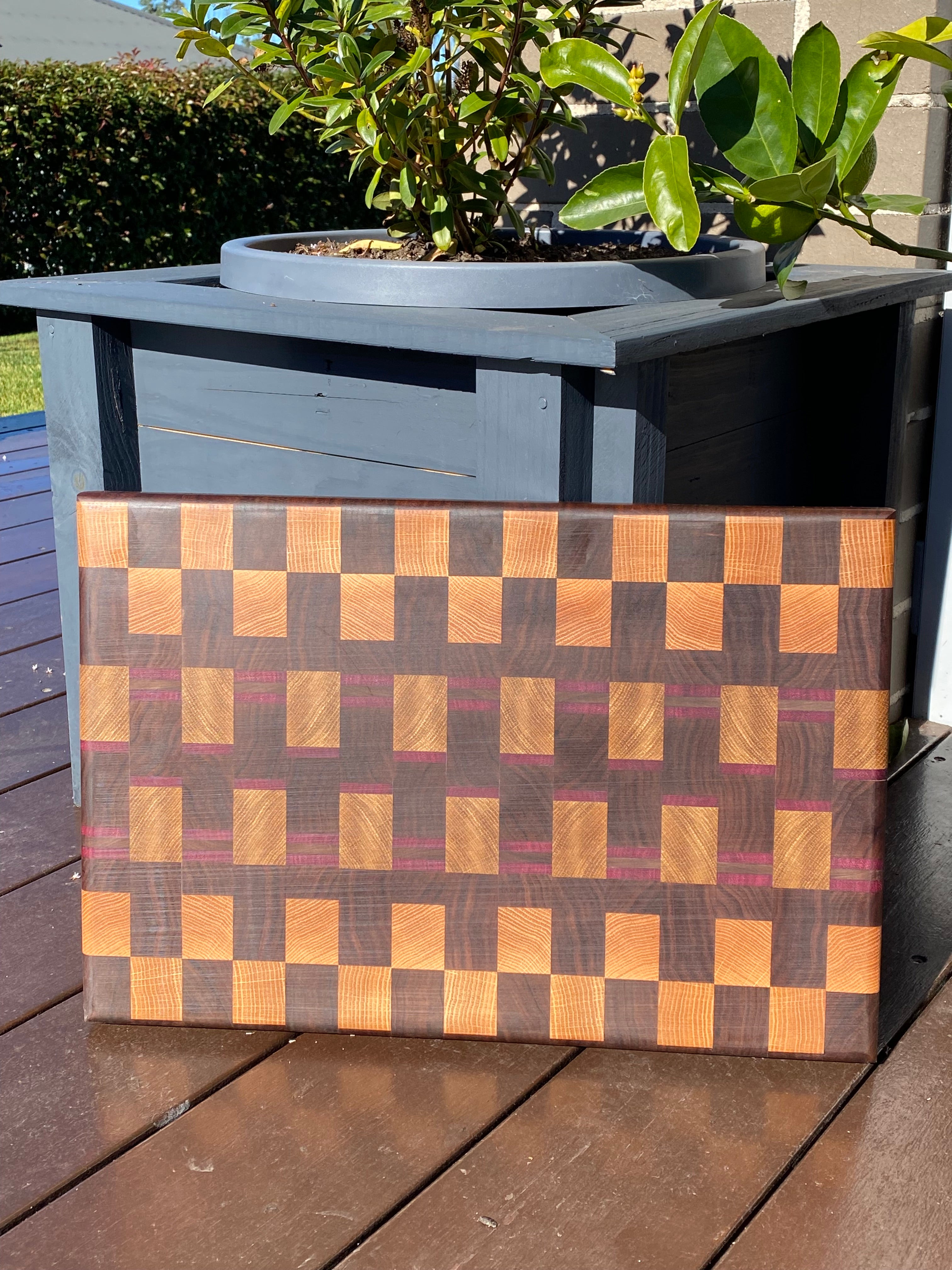 Handmade Chopping Board with purpleheart highlights