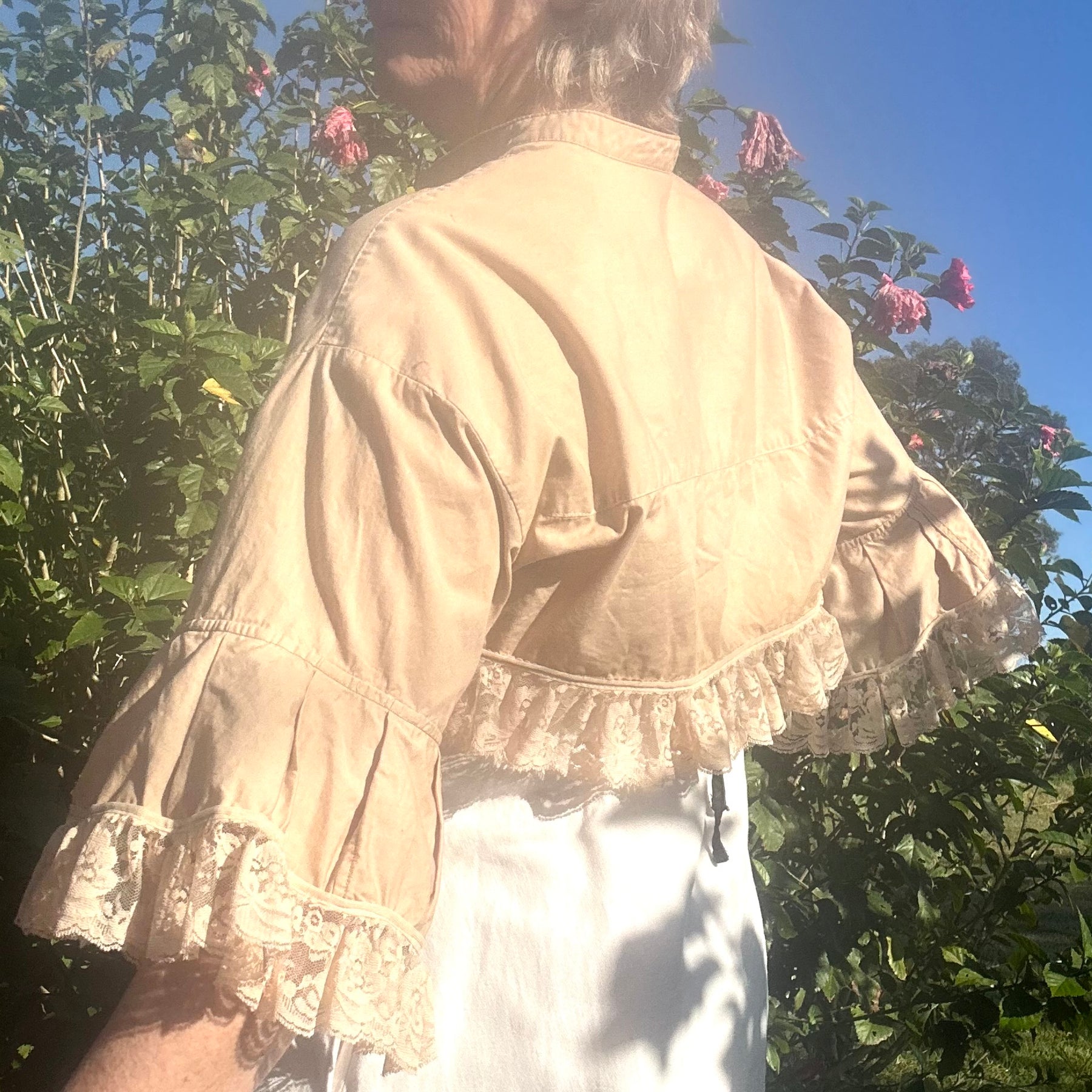 Upcycled Tea Stained Bolero Lace Trim