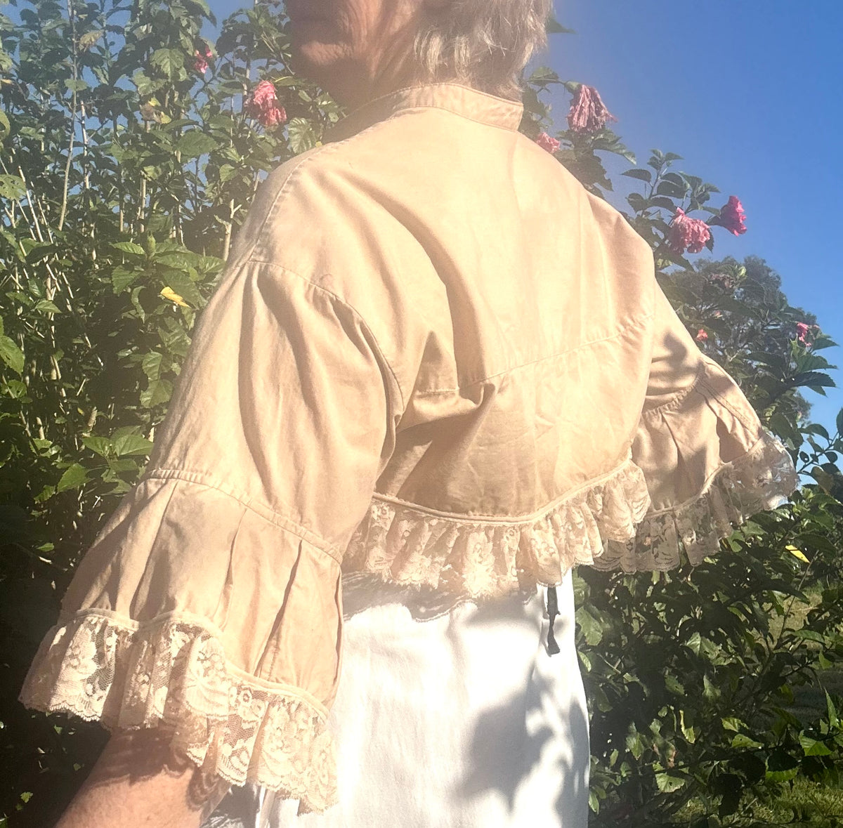 Upcycled Tea Stained Bolero Lace Trim
