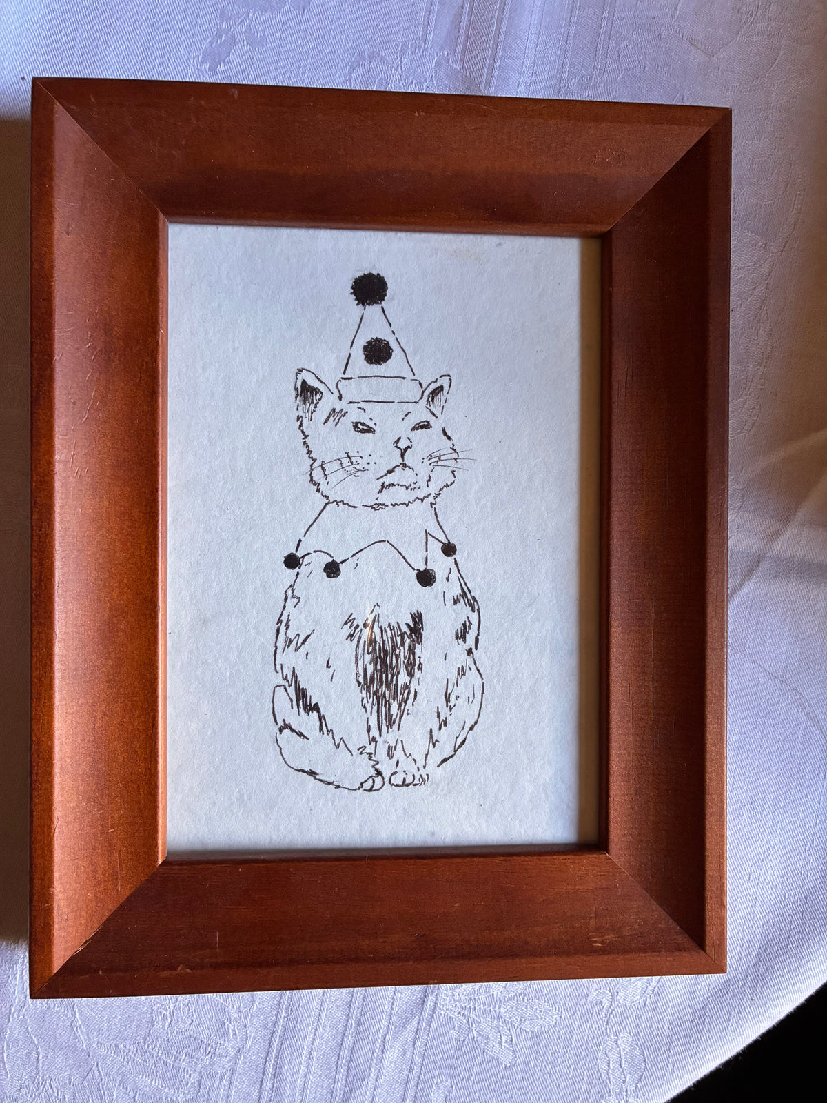 Original Pen Drawing of a clown cat