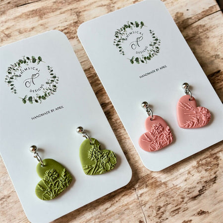 Floral lace heart earrings