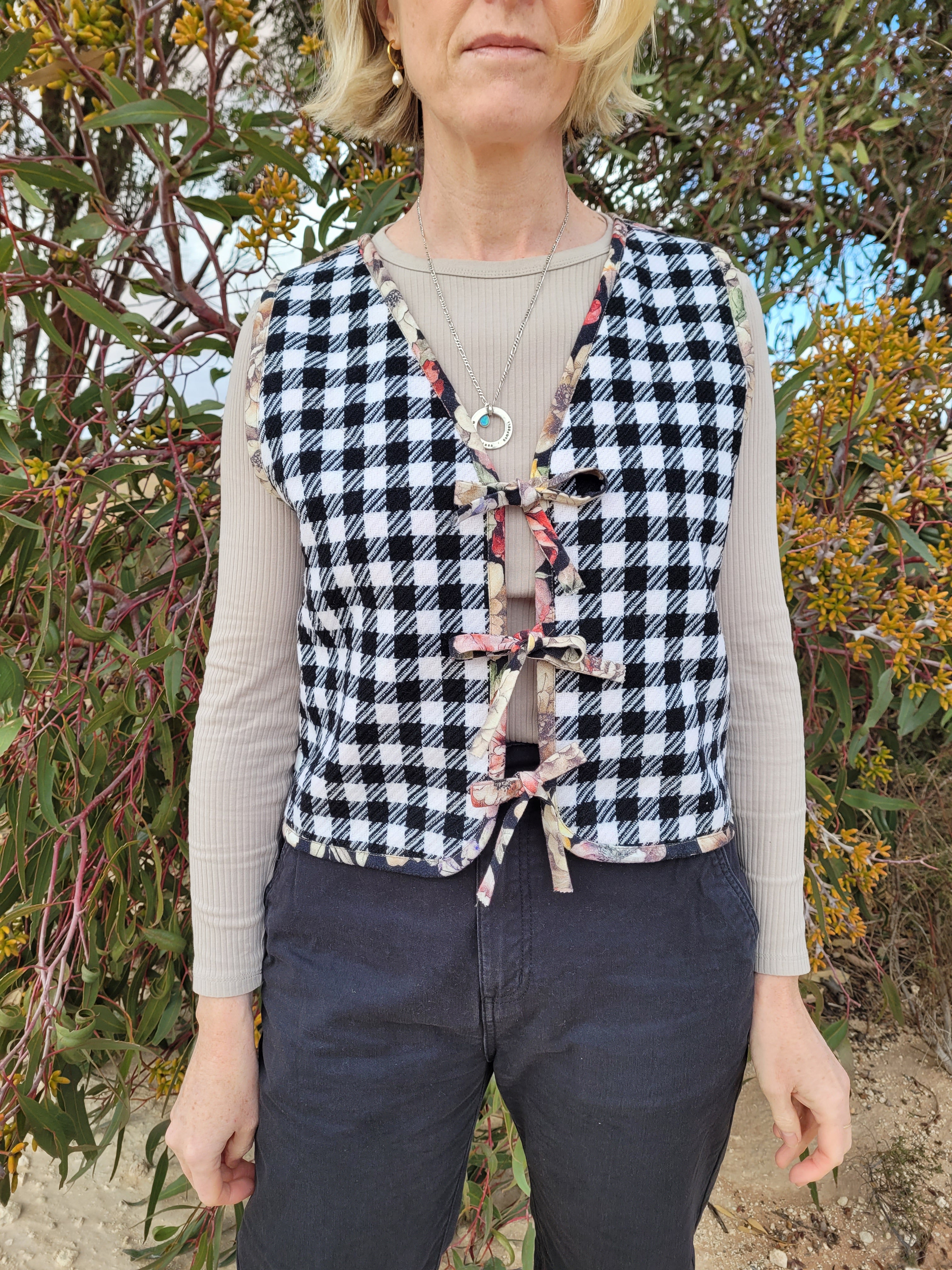 Apricot Delight - Reversible Tie Front Vest - M/L
