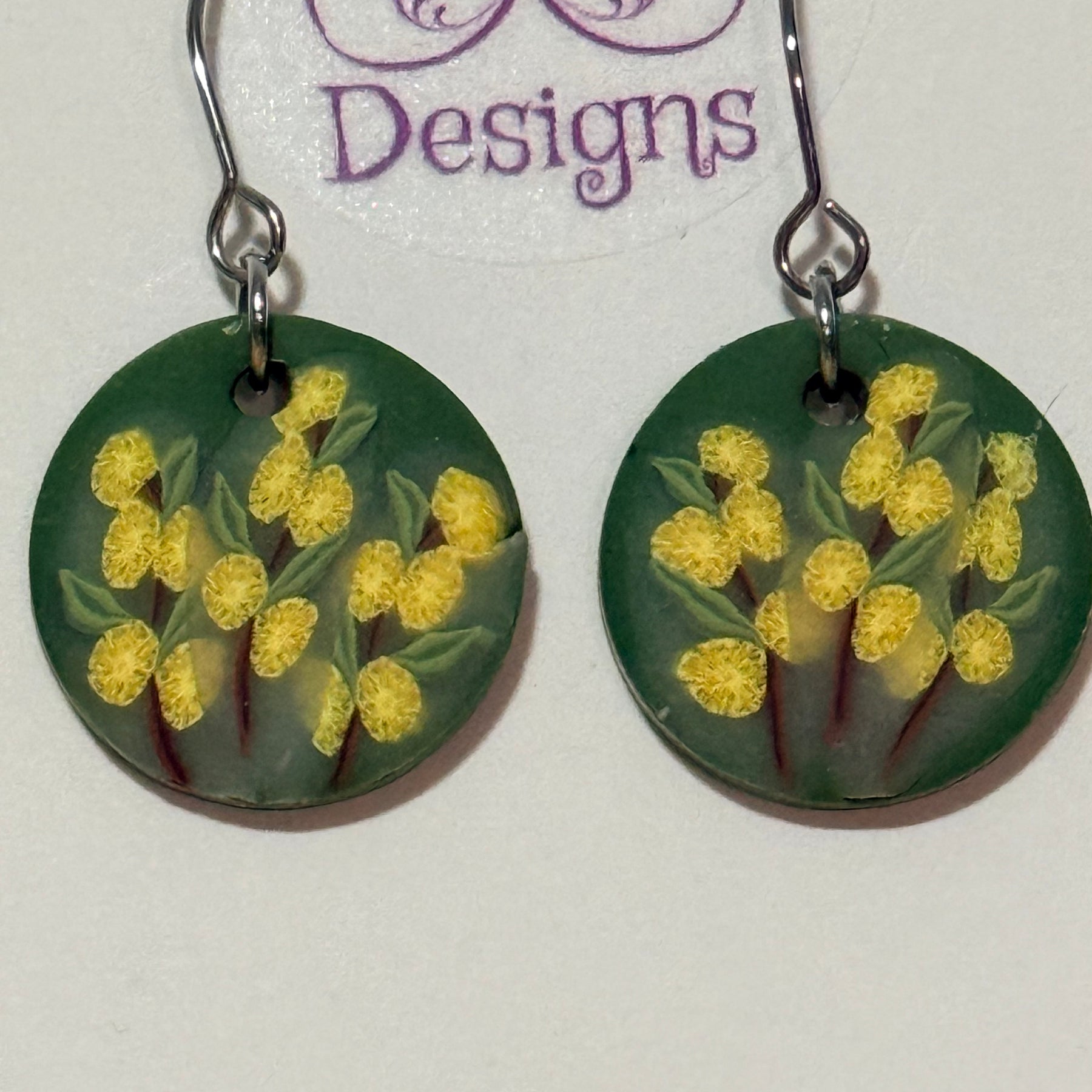 Handmade Polymer Clay Wattle Earrings | Botanical Statement Dangle Jewellery, Lightweight Nature-Inspired Design