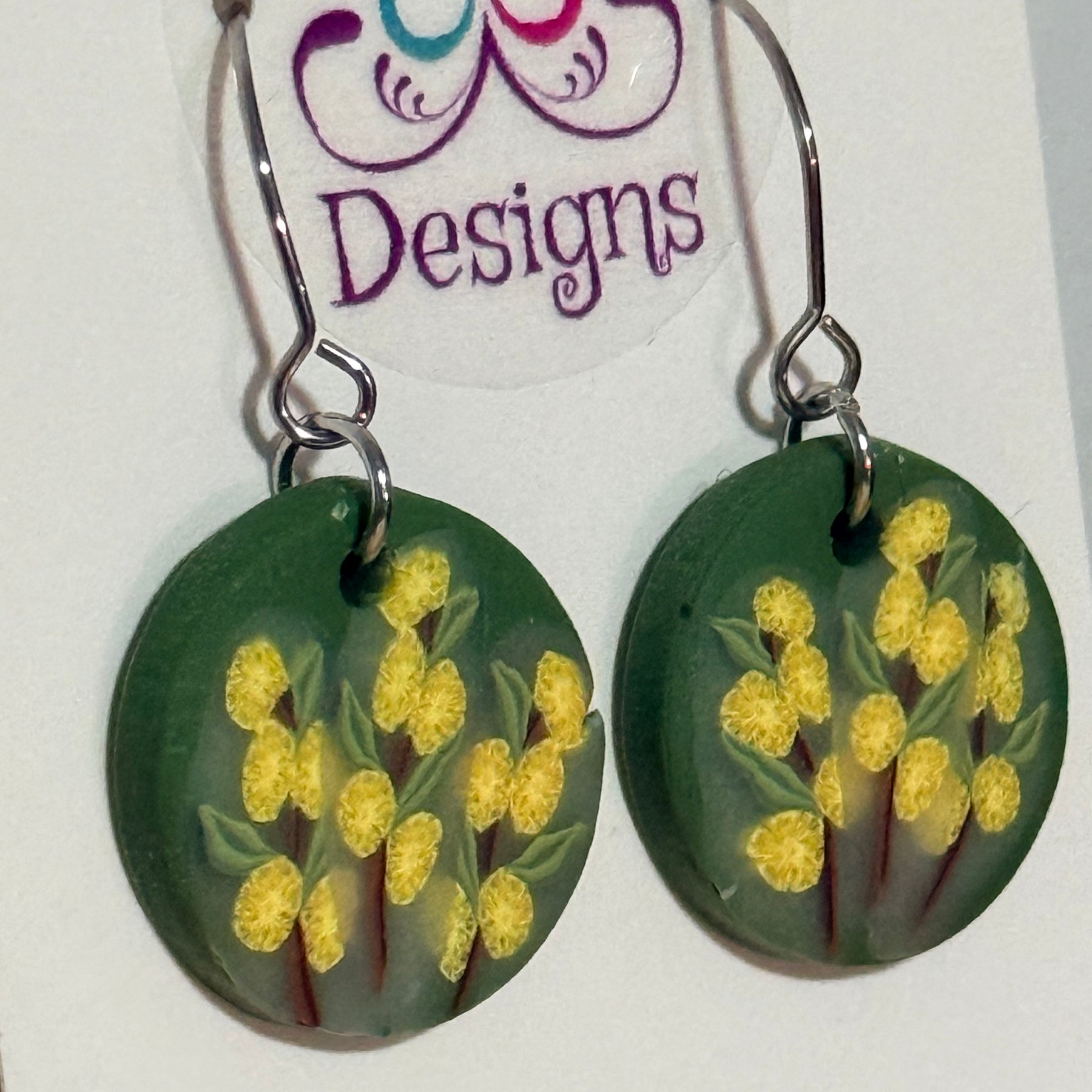 Handmade Polymer Clay Wattle Earrings | Botanical Statement Dangle Jewellery, Lightweight Nature-Inspired Design