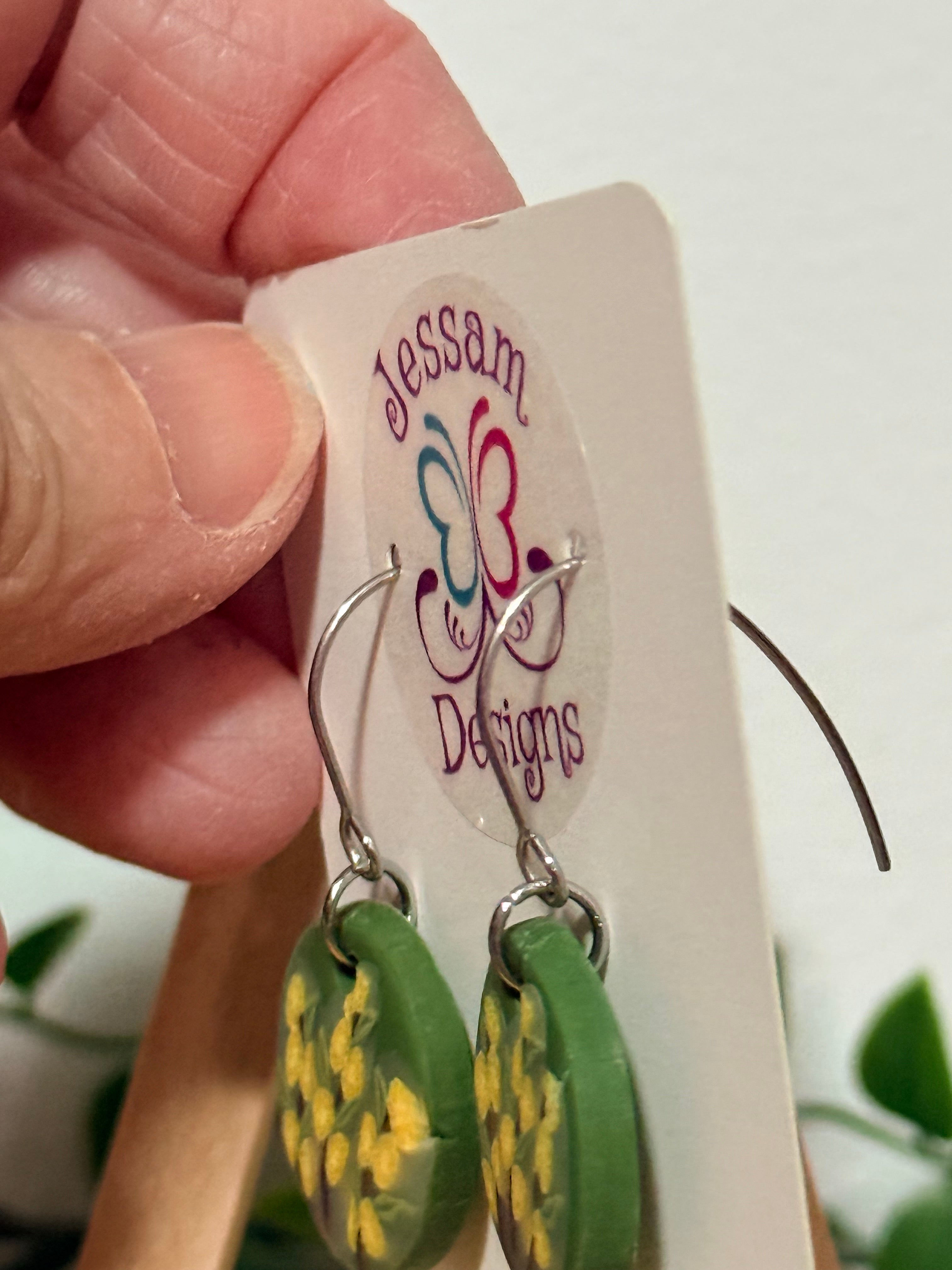 Handmade Polymer Clay Wattle Earrings | Botanical Statement Dangle Jewellery, Lightweight Nature-Inspired Design