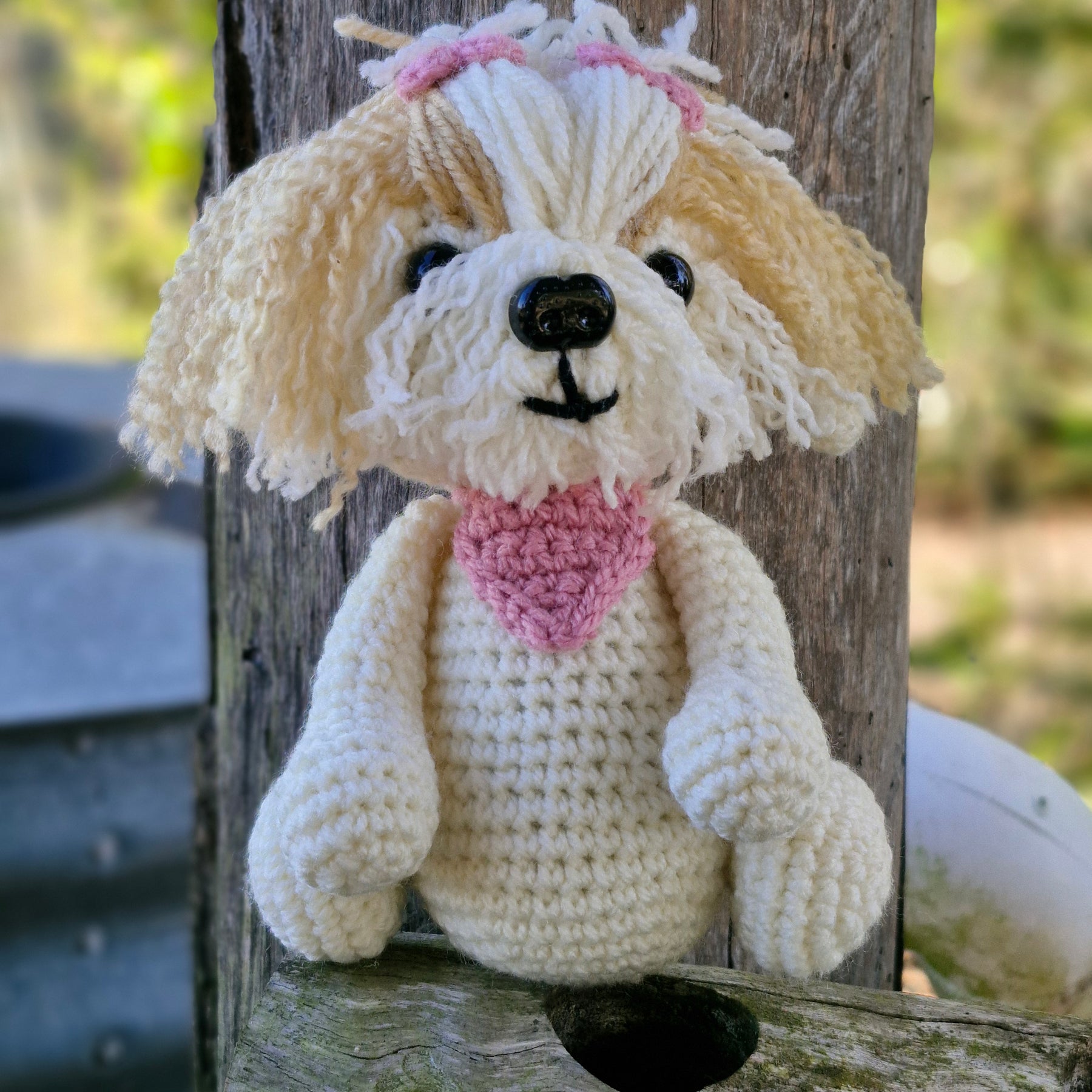 Super cute Handmade Crochet Maltese /Poodle Puppy