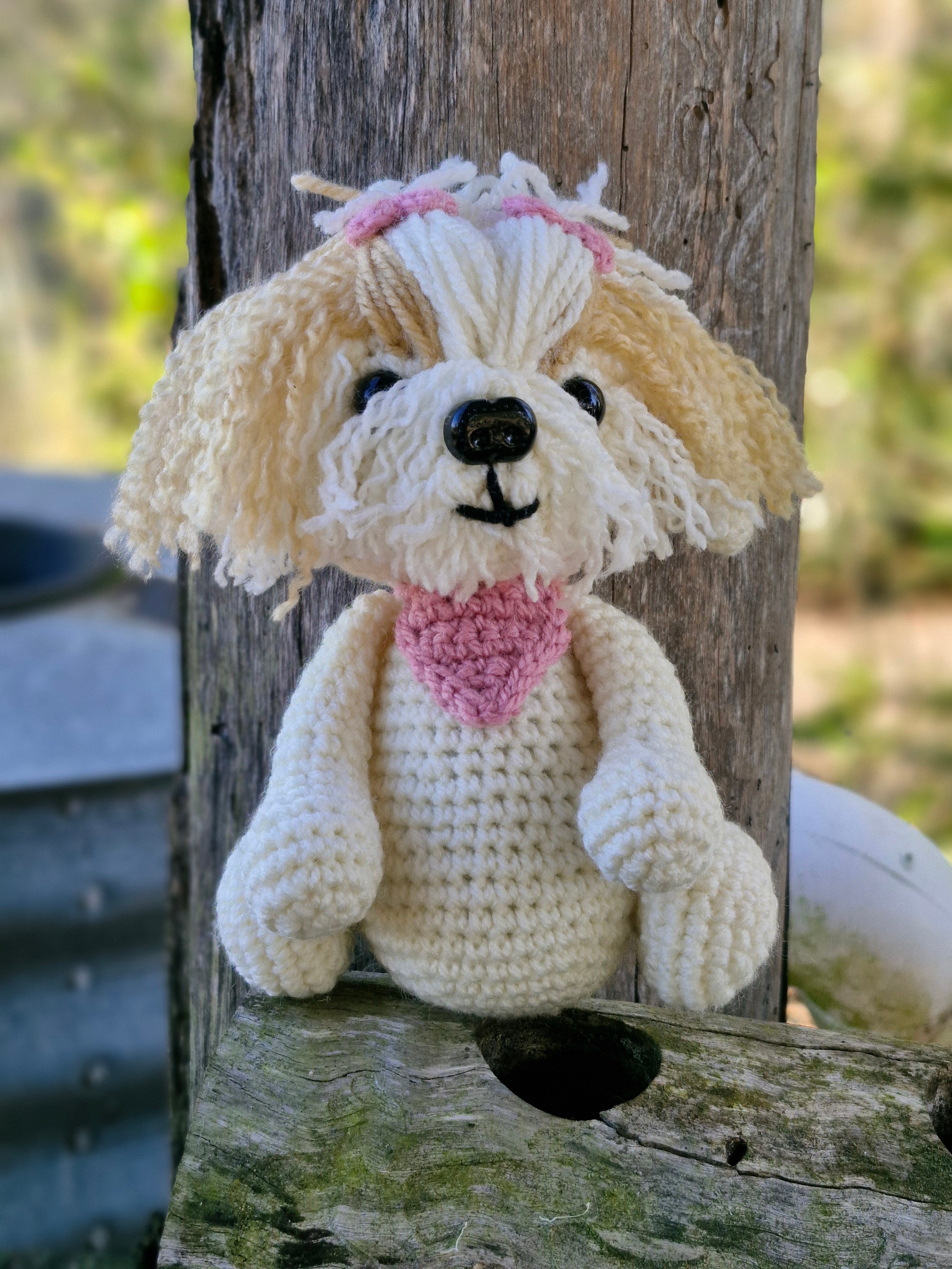Super cute Handmade Crochet Maltese /Poodle Puppy