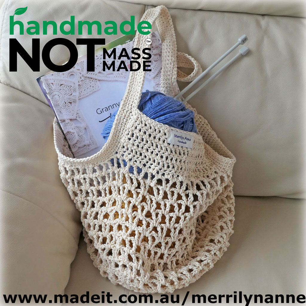 Bags: Smart, crocheted eco-friendly Shopper/market/project bags, mesh.