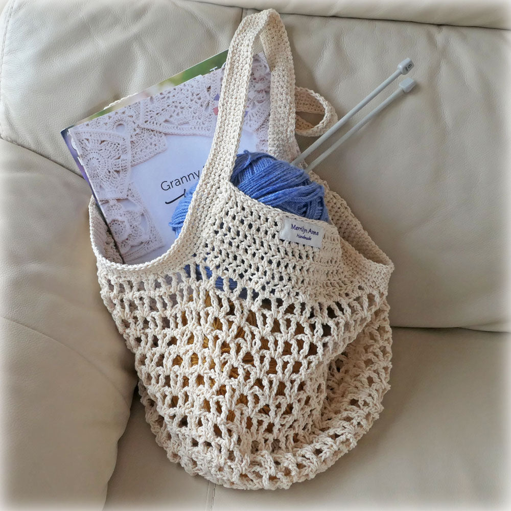 Bags: Smart, crocheted eco-friendly Shopper/market/project bags, mesh.