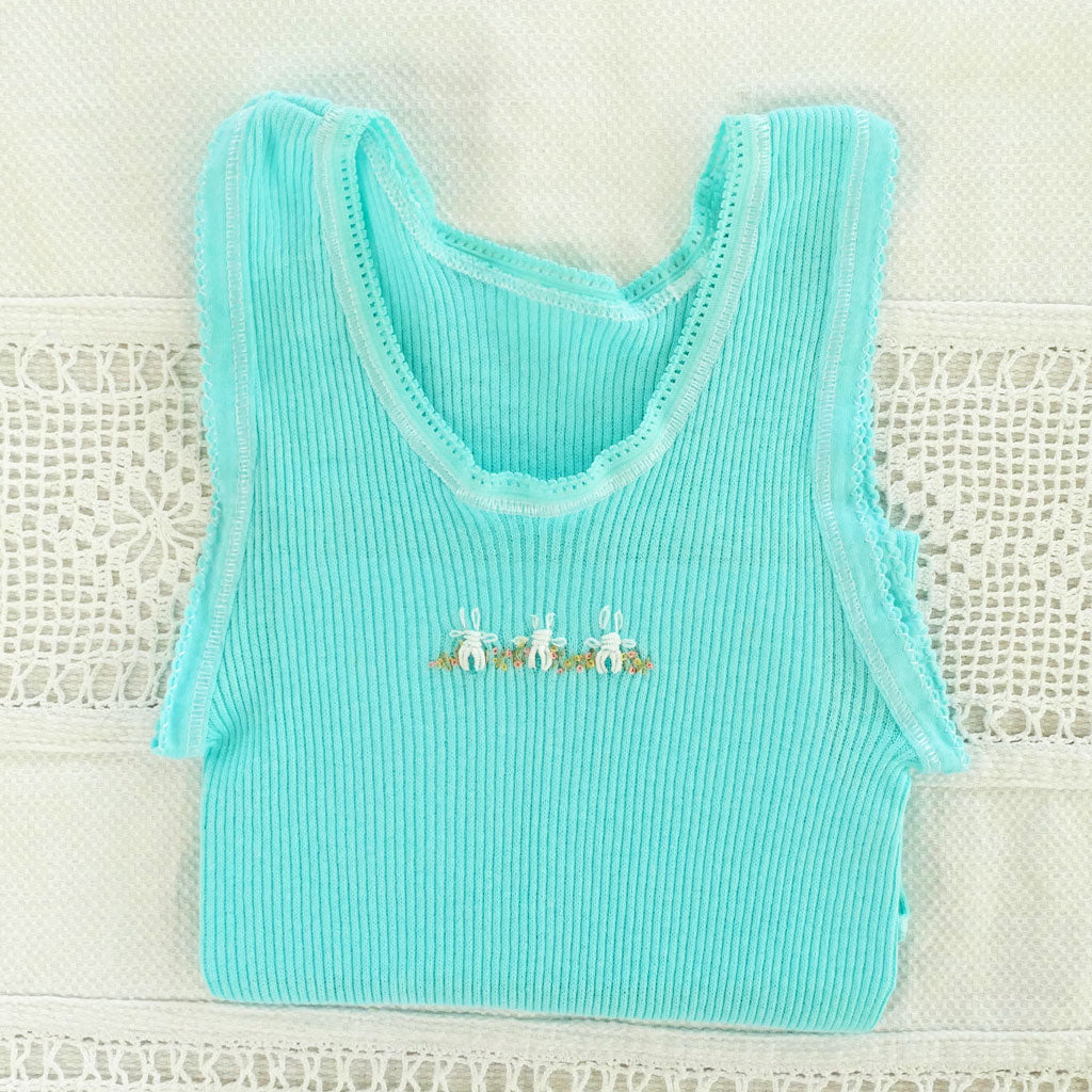 Singlets, hand embroidered for babies.  Free post.
