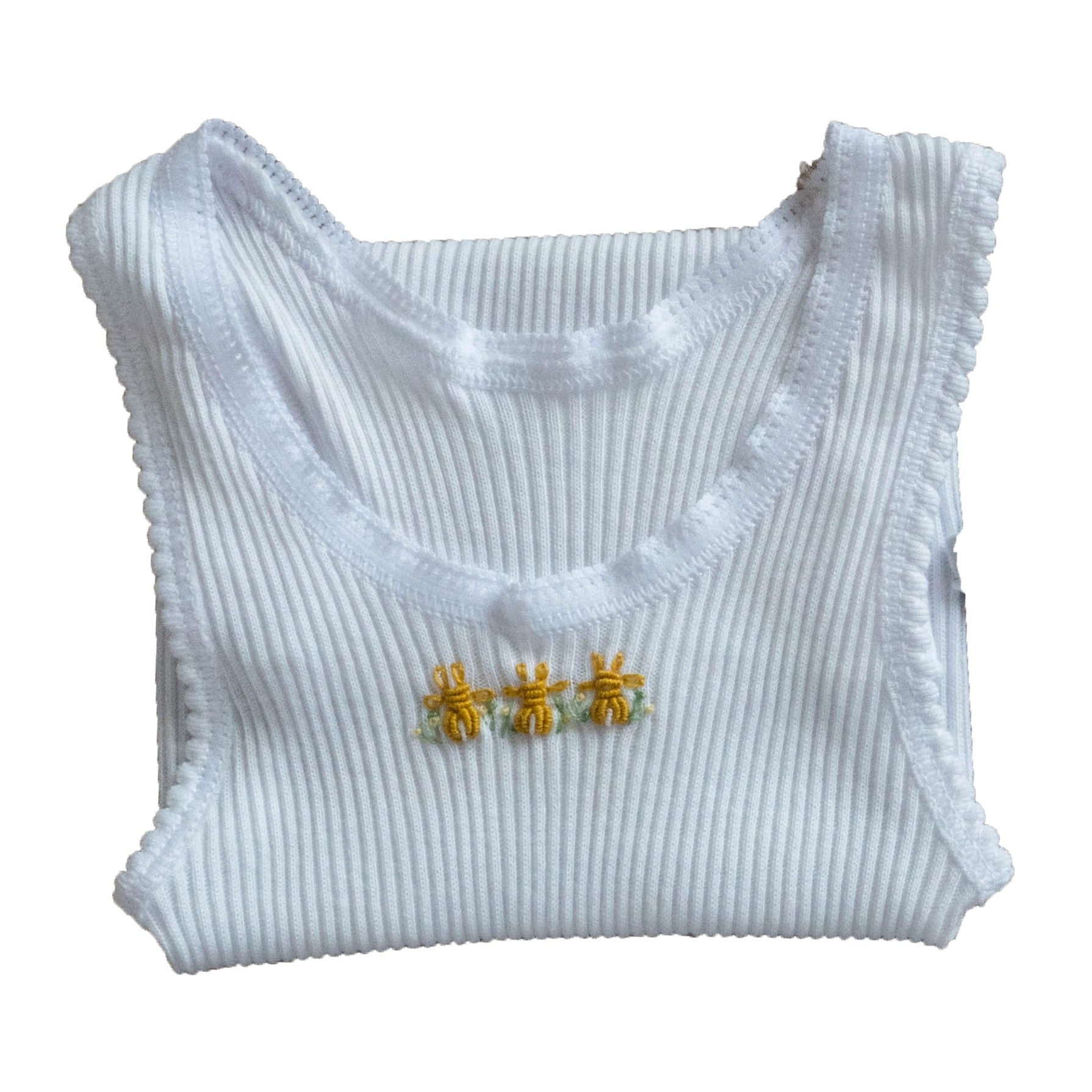 Singlets, hand embroidered for babies.  Free post.
