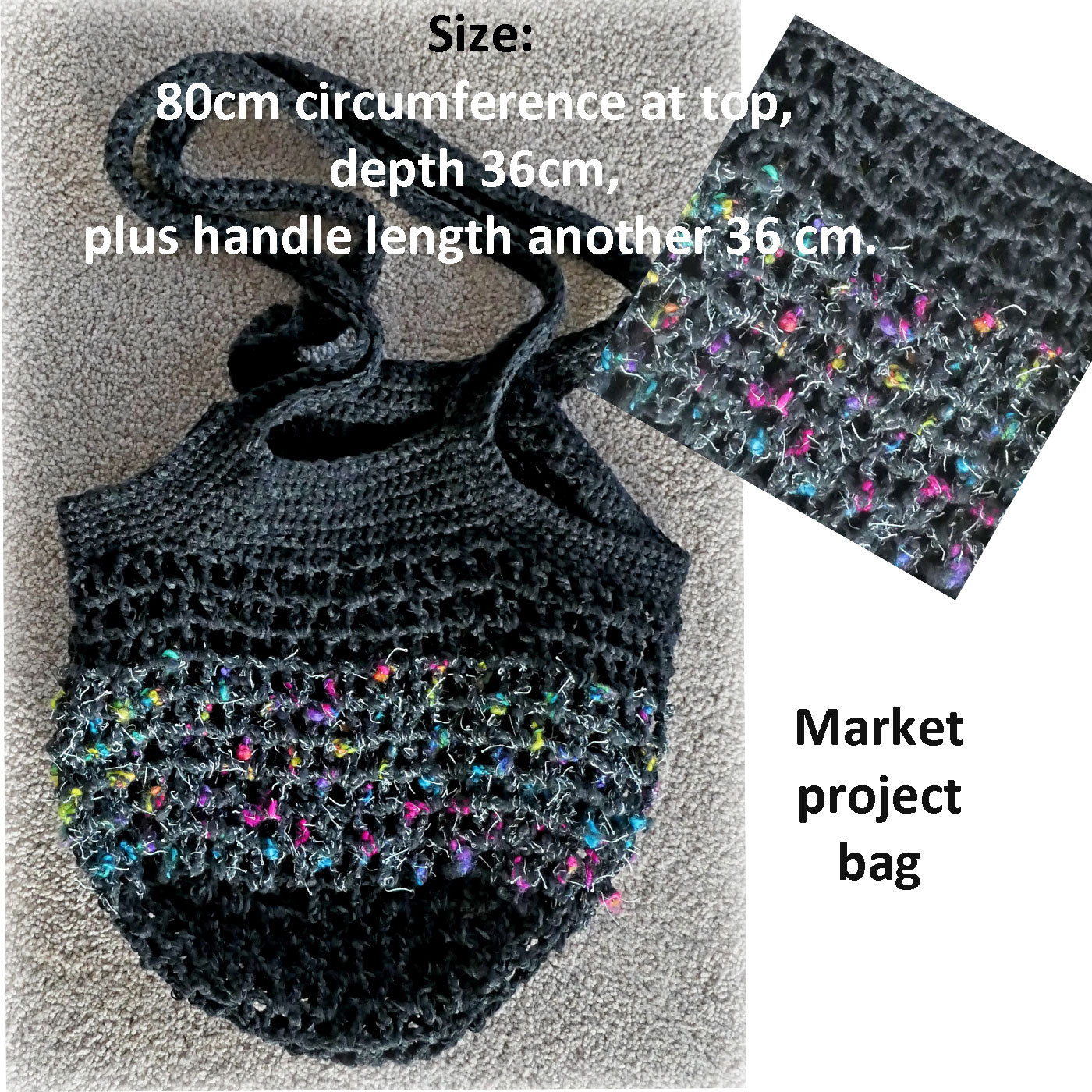 Bags: Market bags with bling! Black silver white, handmade. Free post.