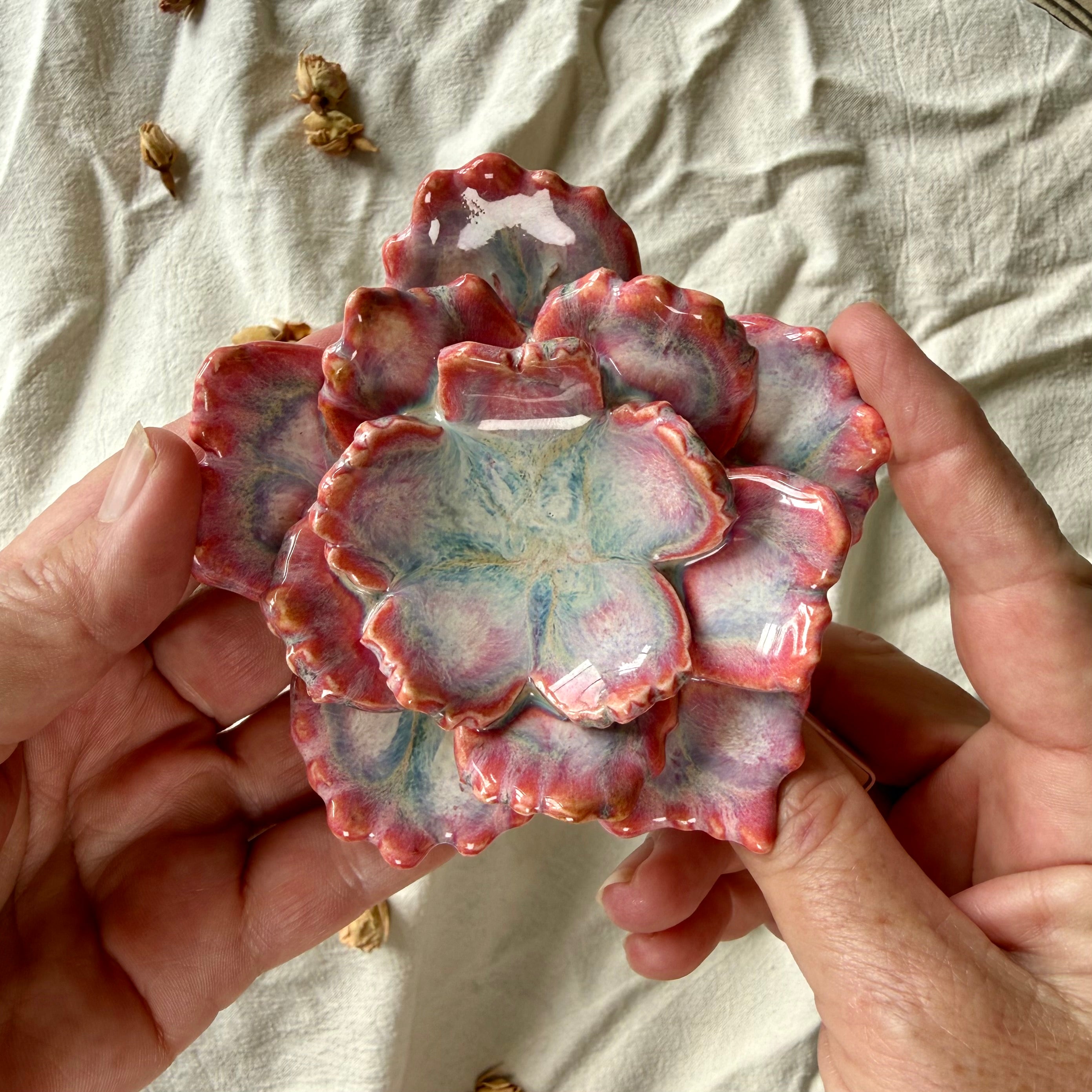 Porcelain Petal Dish | Tea Light Holder or Trinket Dish | Ceramic