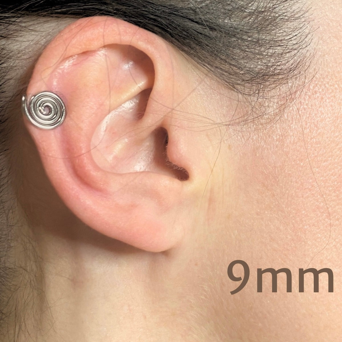 Spiral ear cuff | Unisex | Silver Titanium Bronze & more | Compression clip on | 3 sizes