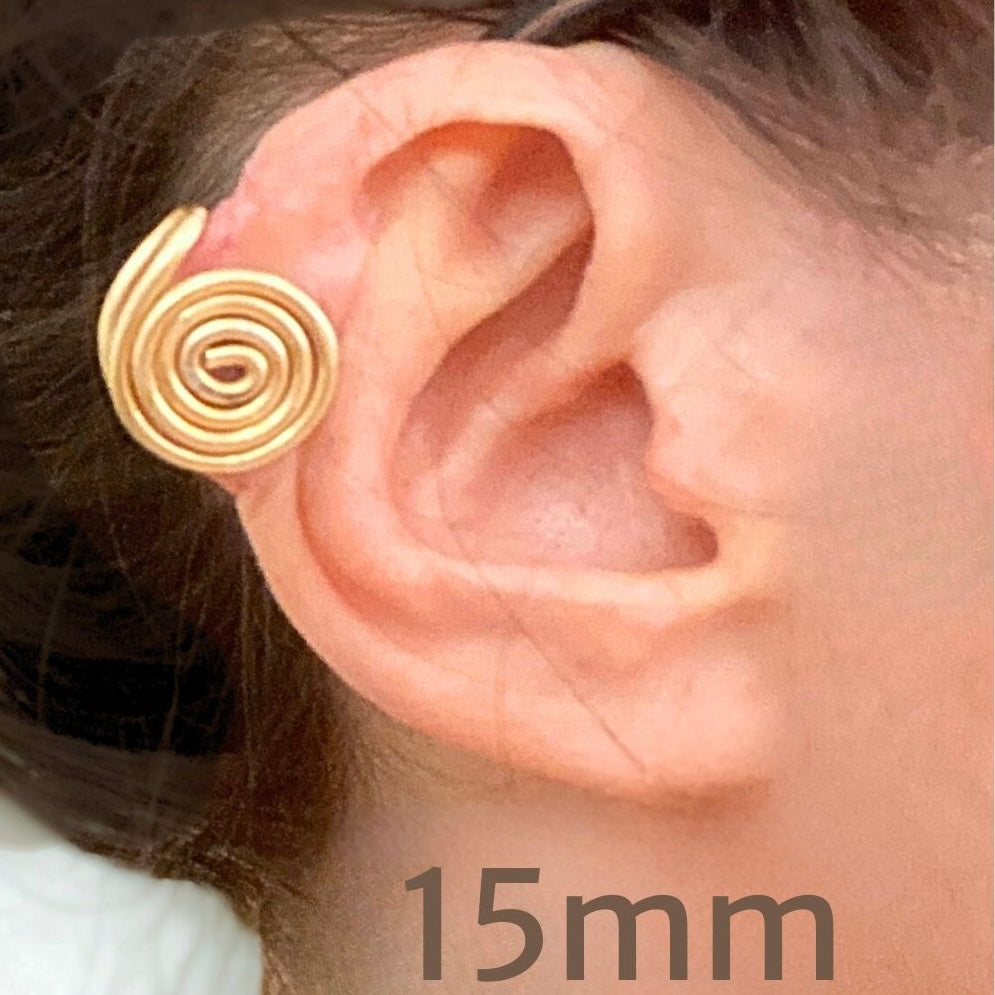 Spiral compression ear cuff | Unisex | silver titanium bronze & more | Clip on | 3 sizes