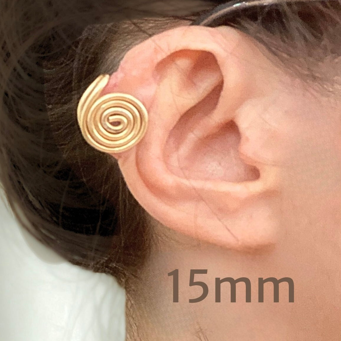 Spiral ear cuff | Unisex | Silver Titanium Bronze & more | Compression clip on | 3 sizes