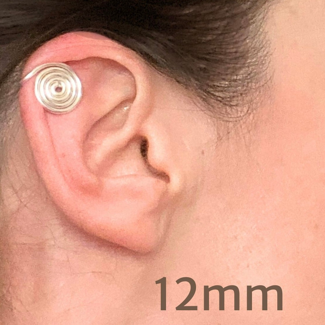 Spiral compression ear cuff | Unisex | silver titanium bronze & more | Clip on | 3 sizes