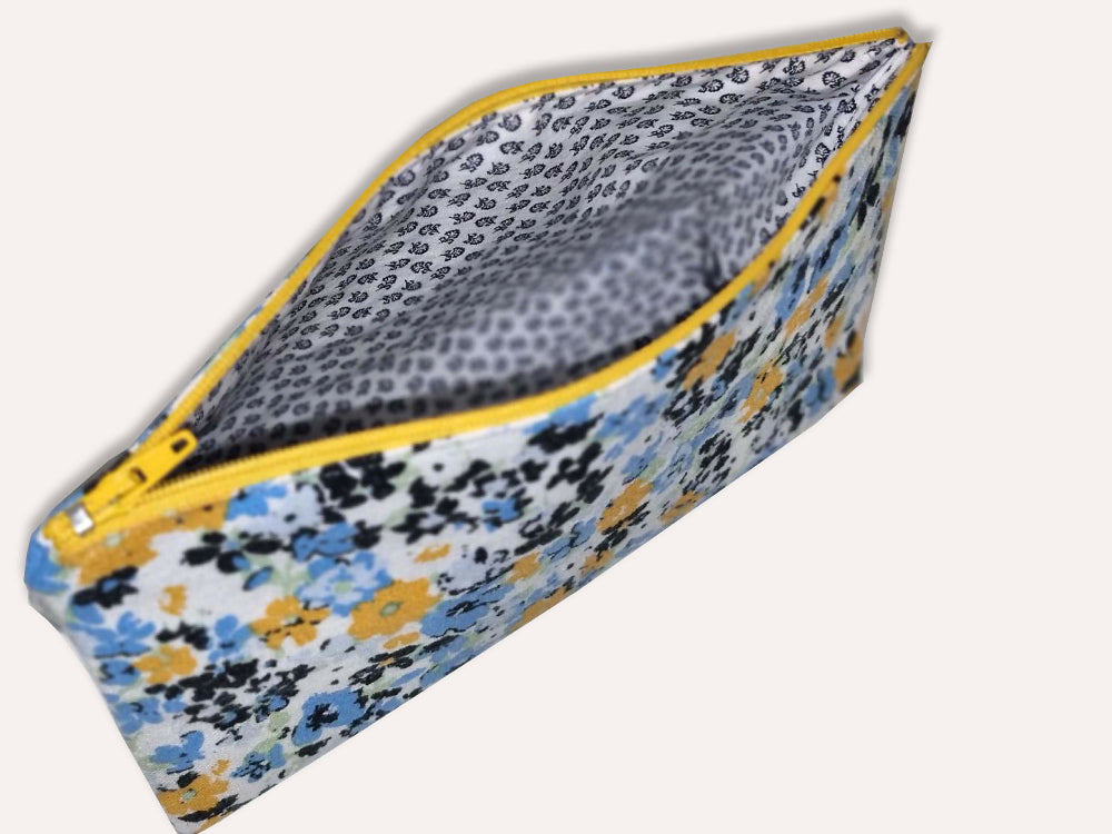 Cosmetic, Make-up Pouch, Pencil Case - Lined Zippered Upcycled - FREE SHIPPING!