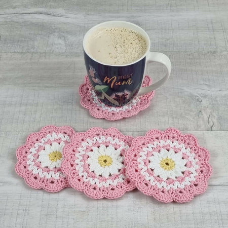 Handmade Cotton Coaster Daisy Gift Set of Four