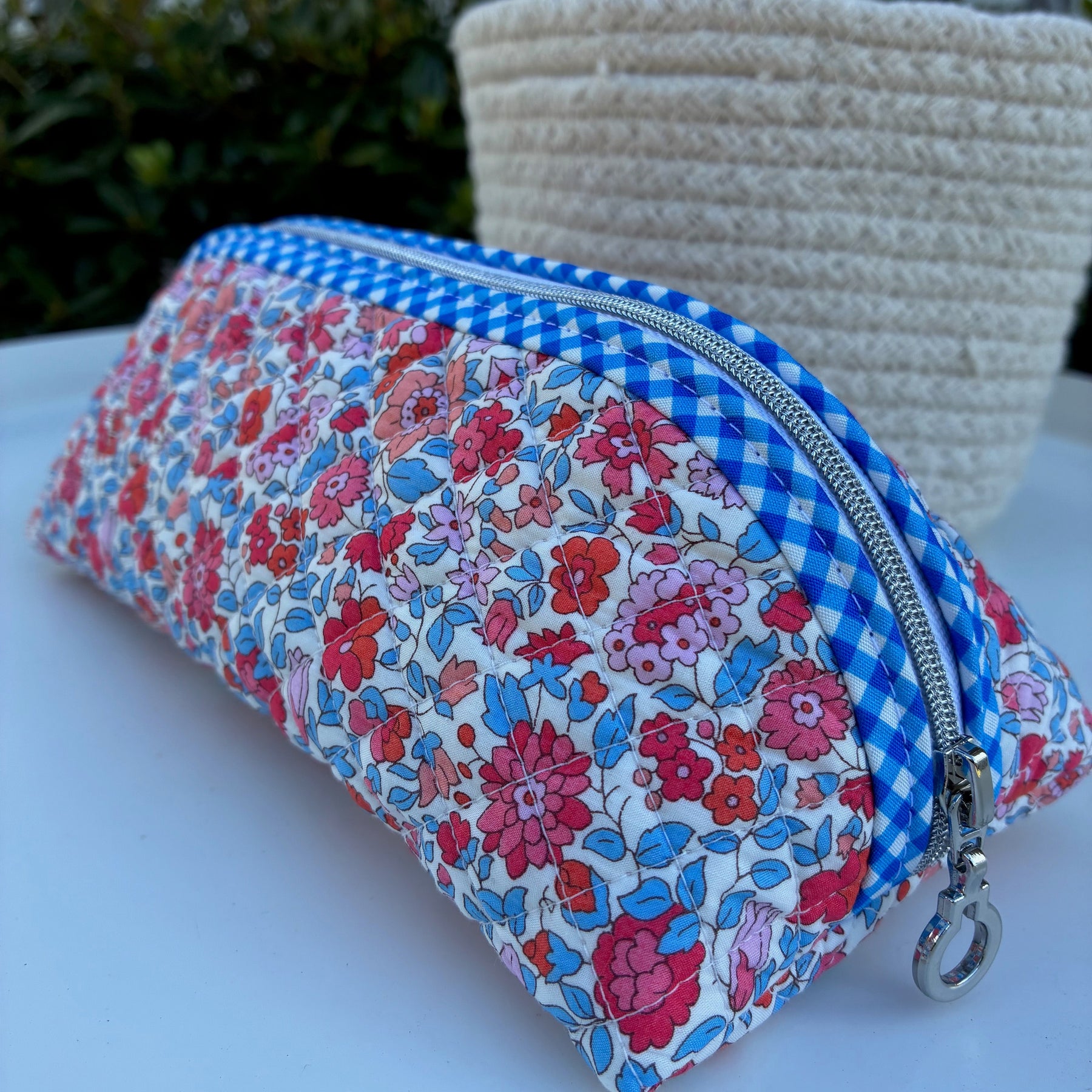Quilted Trixie Zip Pouch – Liberty Theresa C (Liberty of London)  | Ready to ship | FREE Postage