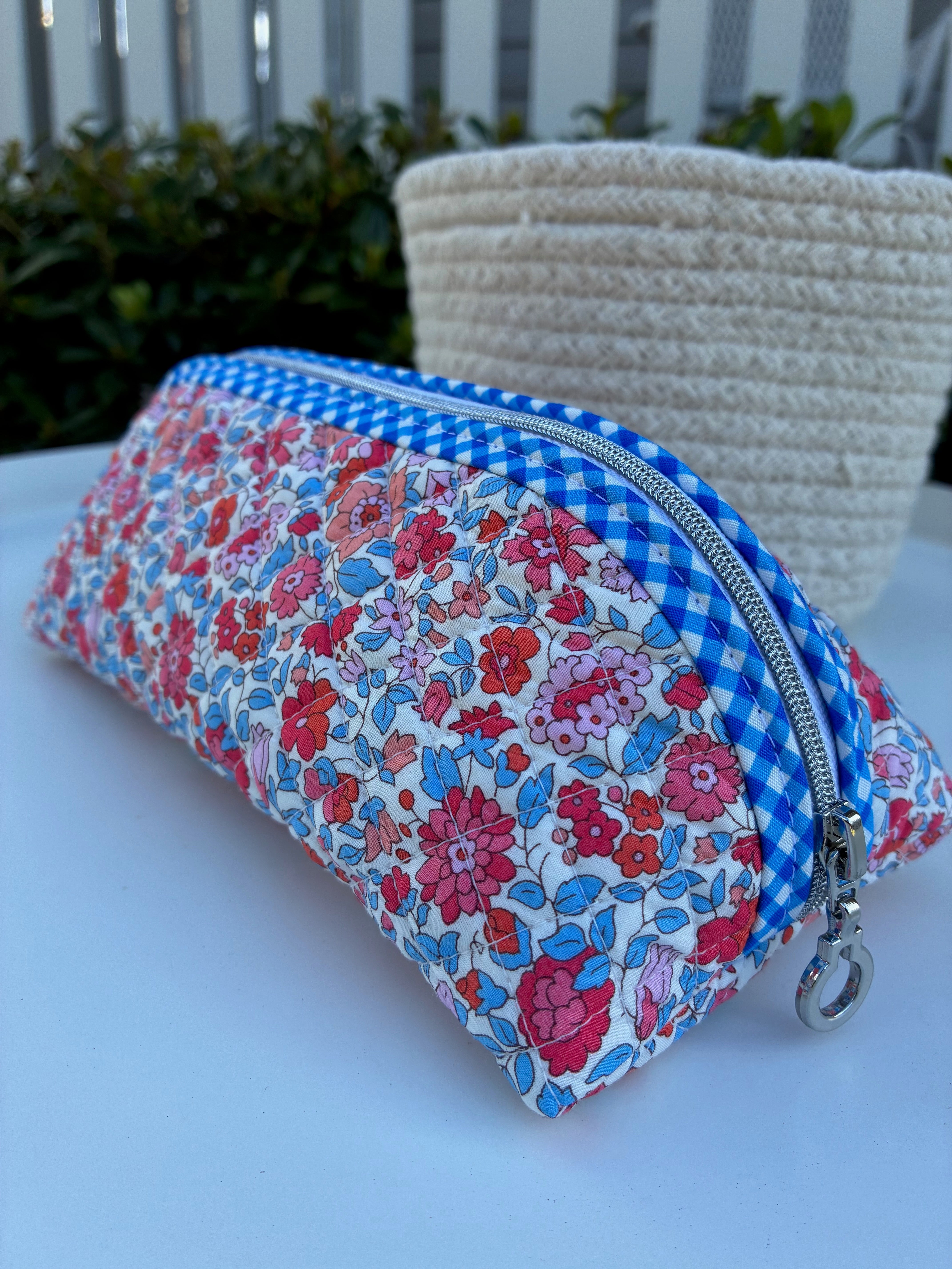 Quilted Trixie Zip Pouch – Liberty Theresa C (Liberty of London)  | Ready to ship | FREE Postage