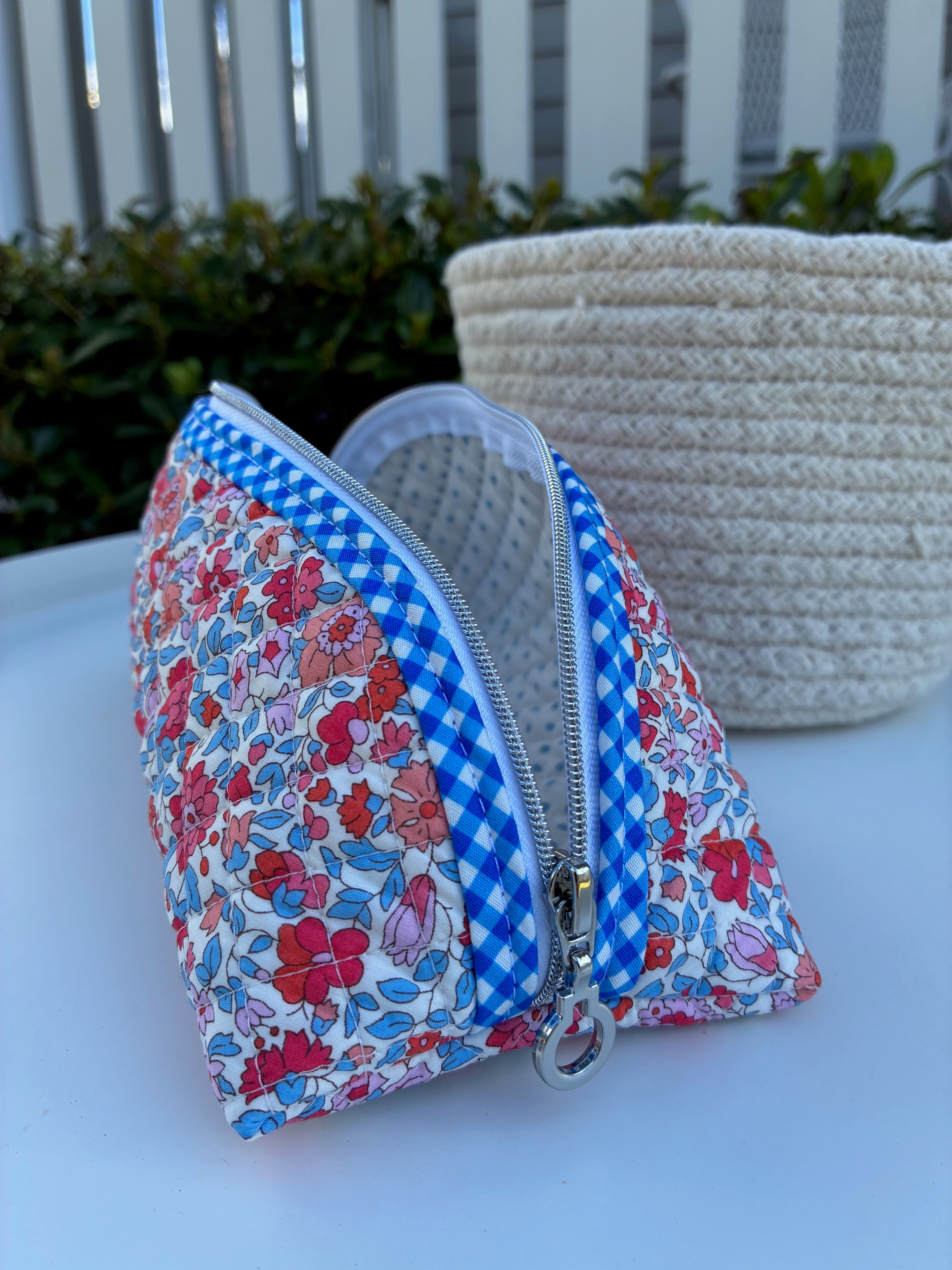 Quilted Trixie Zip Pouch – Liberty Theresa C (Liberty of London)  | Ready to ship | FREE Postage